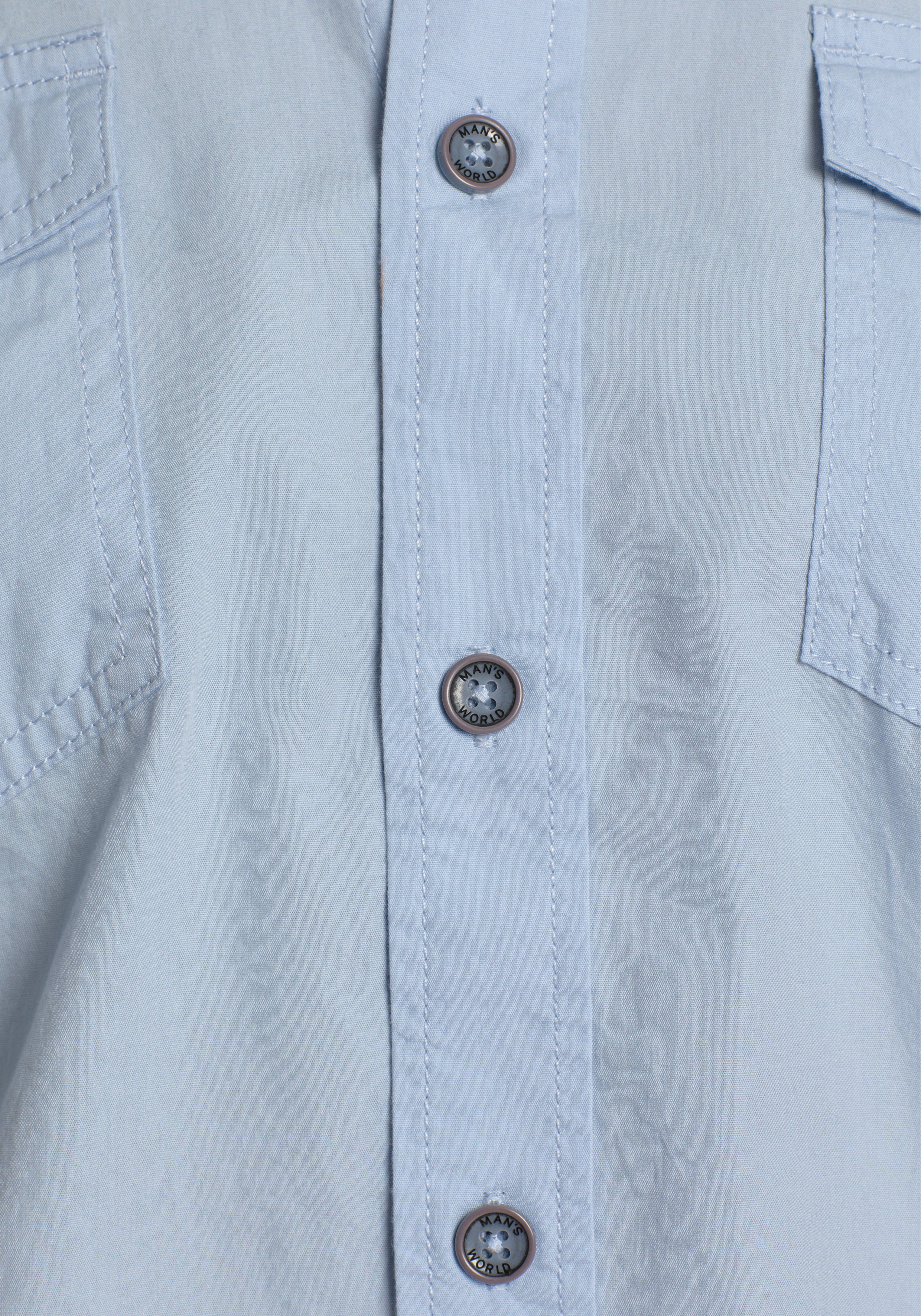 Man's World Overhemd met korte mouwen met kleine print op de borst