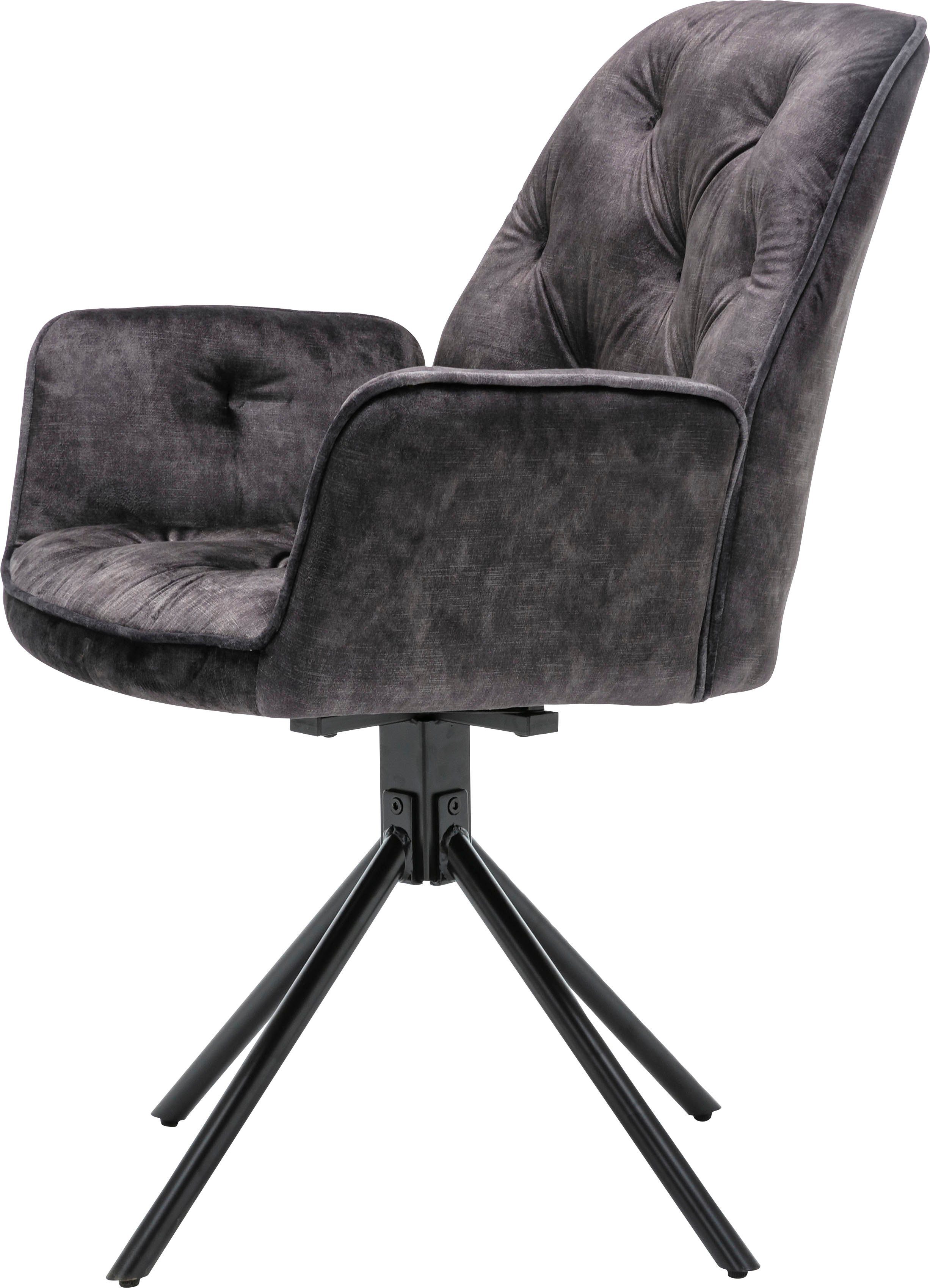 byLIVING Eetkamerstoel Sarina set van 2, hoogwaardige vintage-fluweel bekleding met stiksels, 360 graden draaibaar (set, 2 stuks)