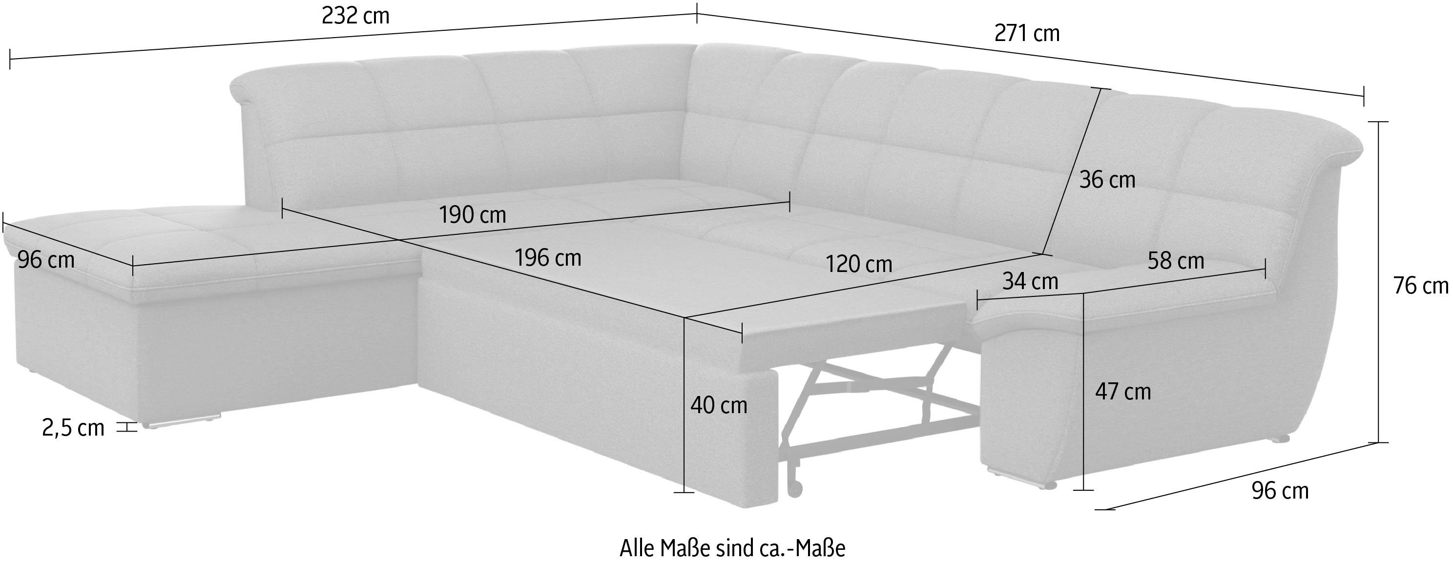 DOMO collection Hoekbank Splash, actuele zit- en rugsteppingen, materiaalmix, L-vorm