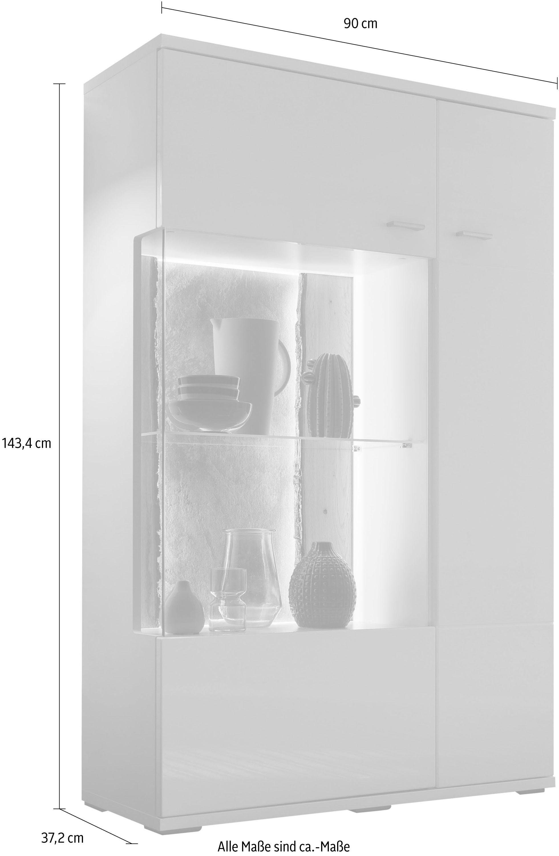 set one by Musterring Vitrinekast Tacoma Type 03/04, hoogte 143,4 cm, met getinte glasdeur