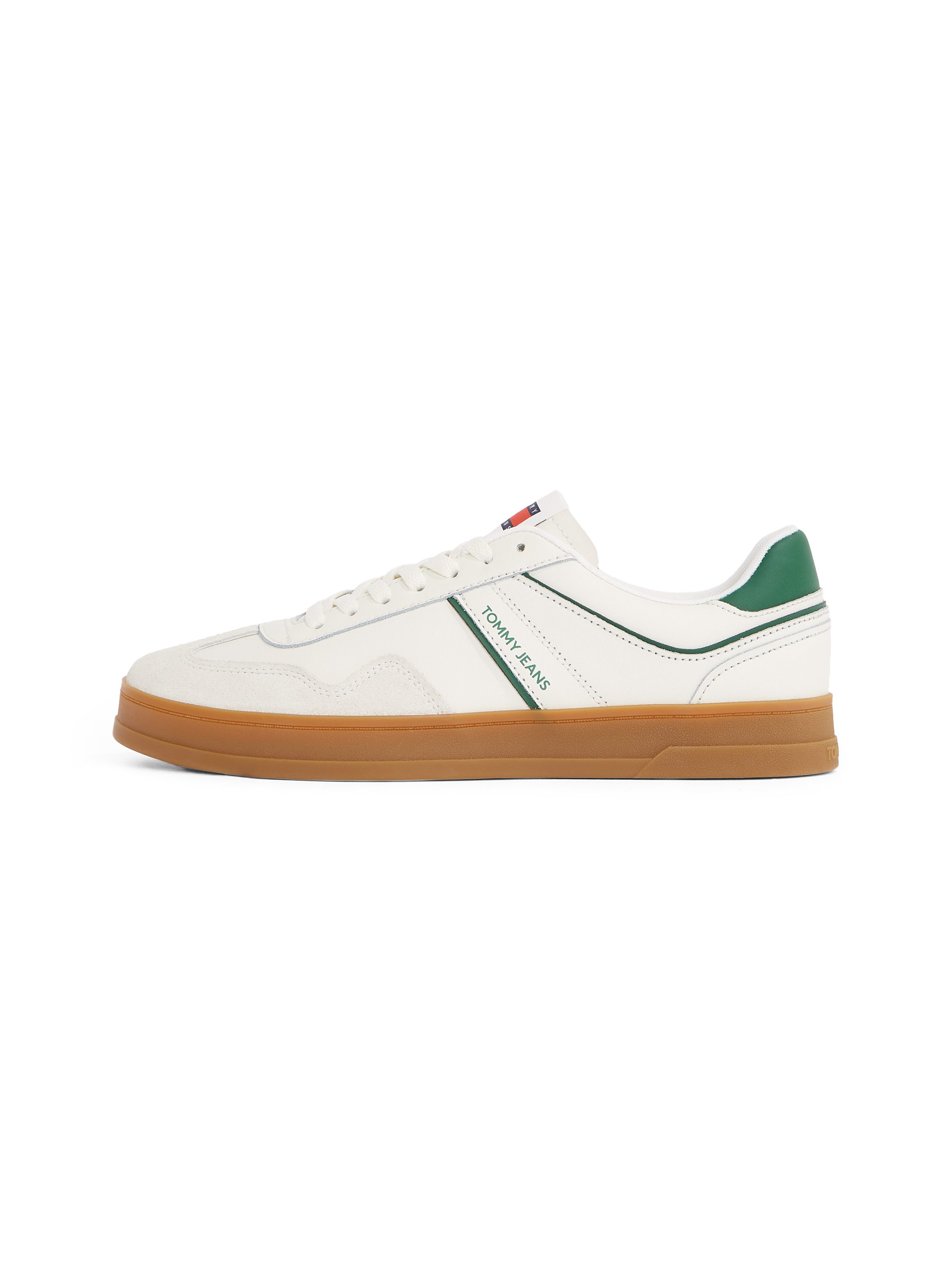 TOMMY JEANS Plateausneakers THE GREENWICH LEATHER , vrijetijdsschoen, lage schoen, veterschoen met contrasterende details