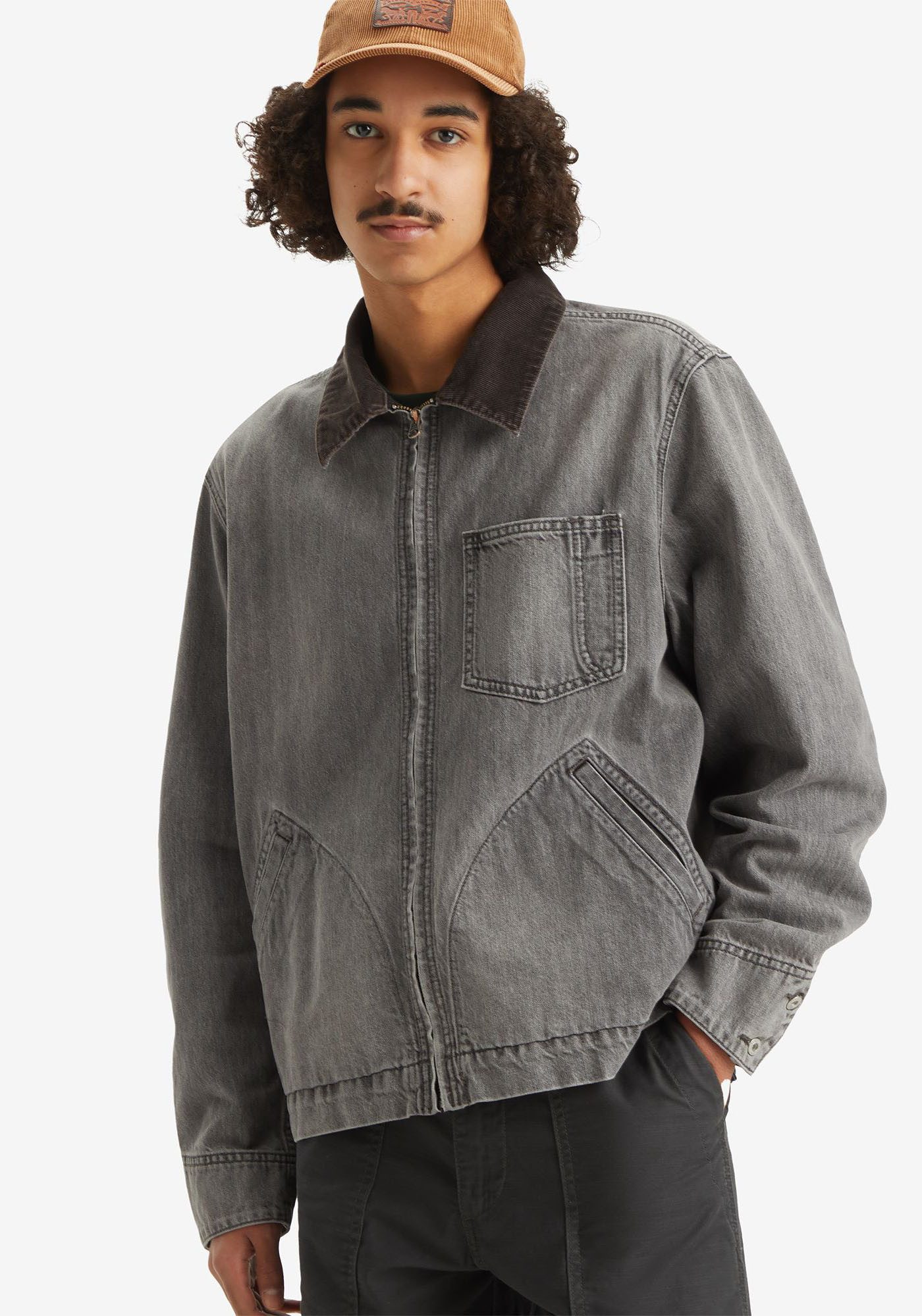 Levi's® Jeansjack FULL ZIP MECHANICS TRKR met rits en kraag met cord-inzet