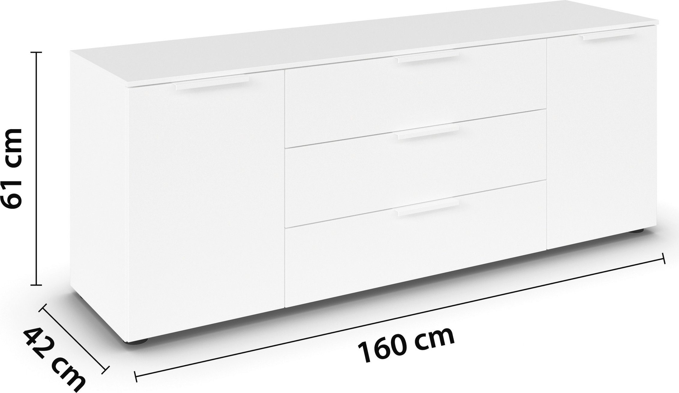 rauch Ladekast Flipp kast sideboard waskast 2 deurs met 3 laden en soft-close functie
