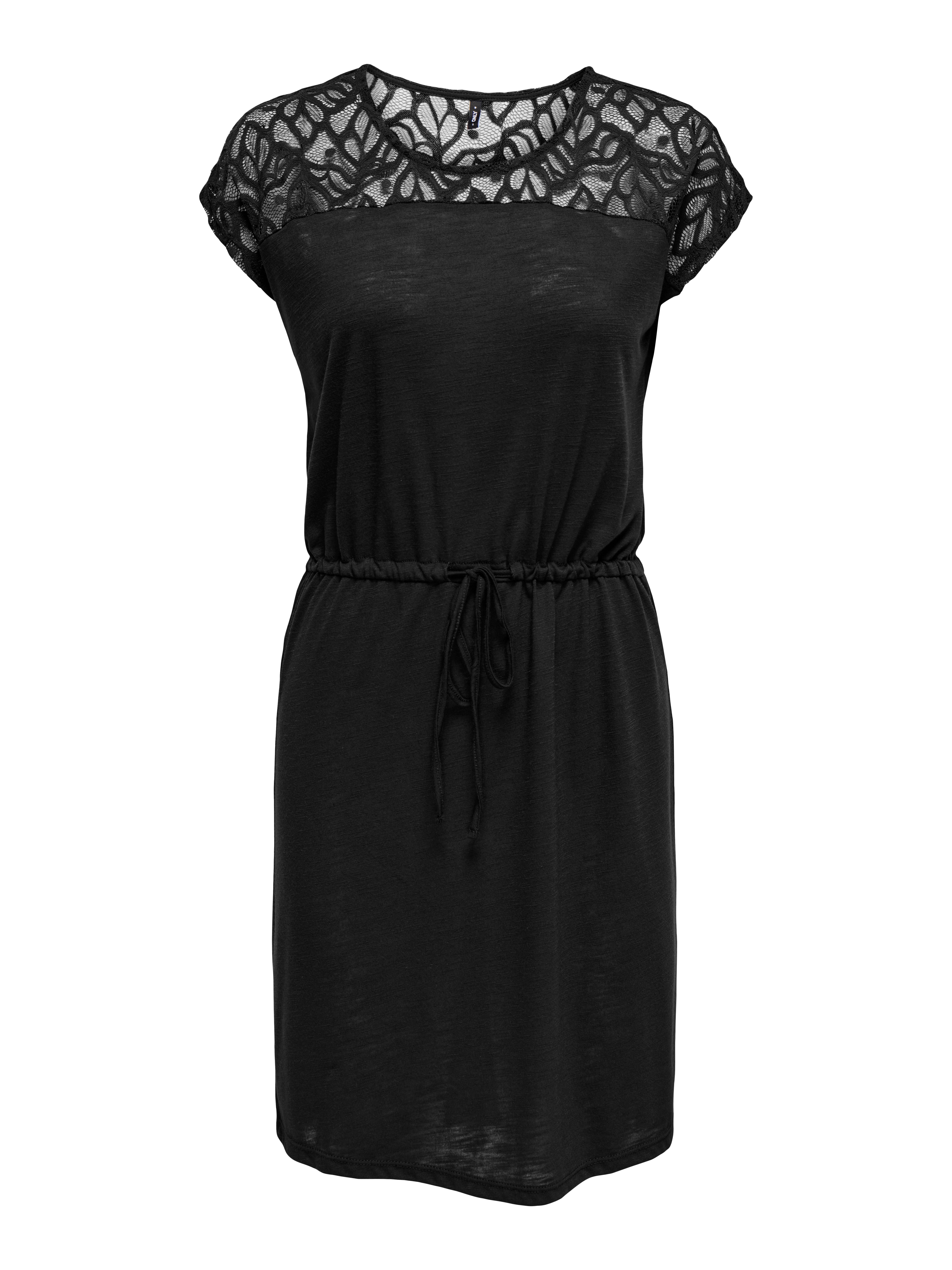 Only Kanten jurk ONLSINDY LIFE S/S O-NECK MIX DRESS JRS