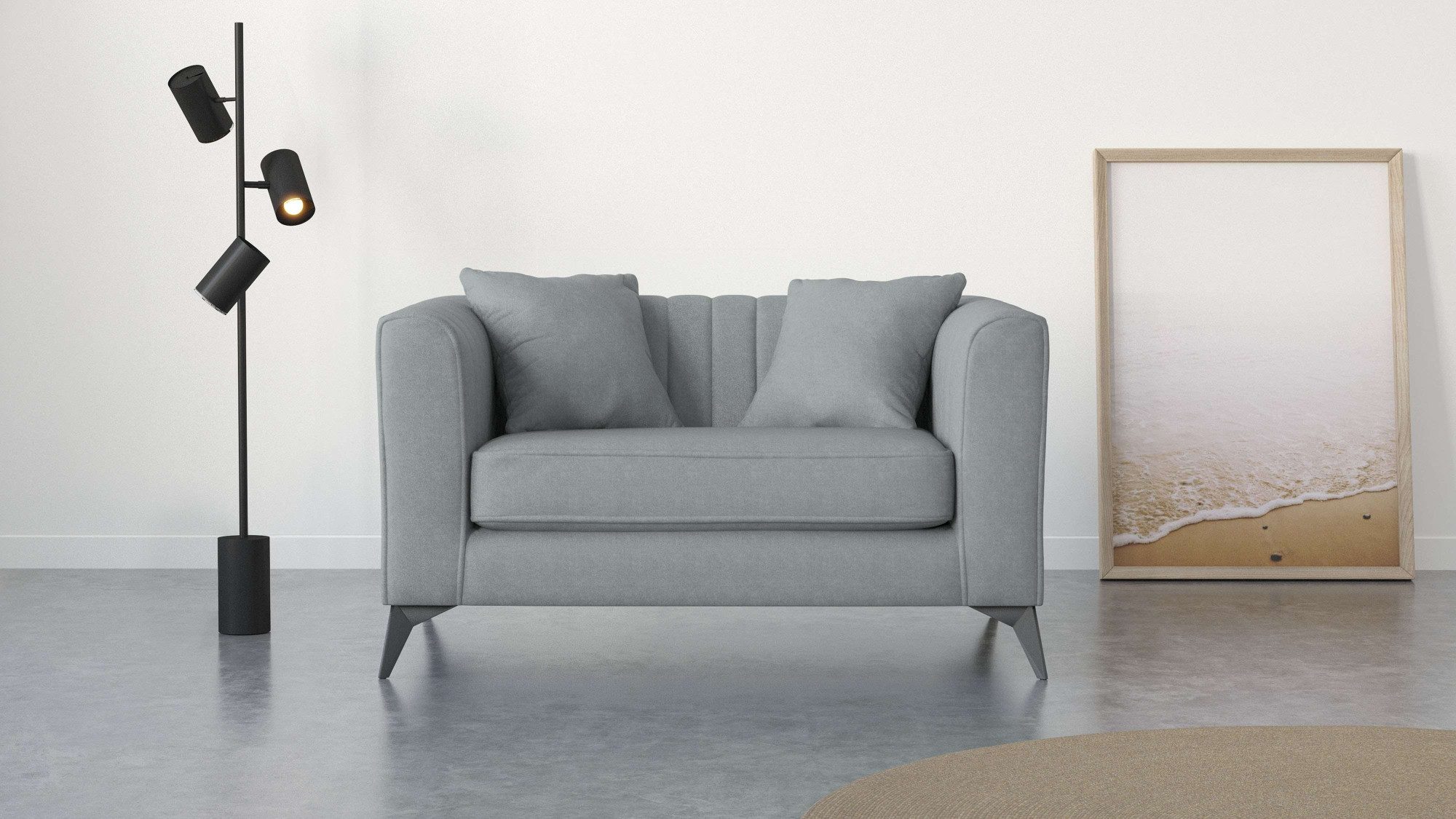 Places of Style Loveseat MATTHEW loungestoel, afmetingen B/D/H: 130/86/74 cm incl. sierkussen, fijne stiksels in de rug, belastbaar tot 200kg