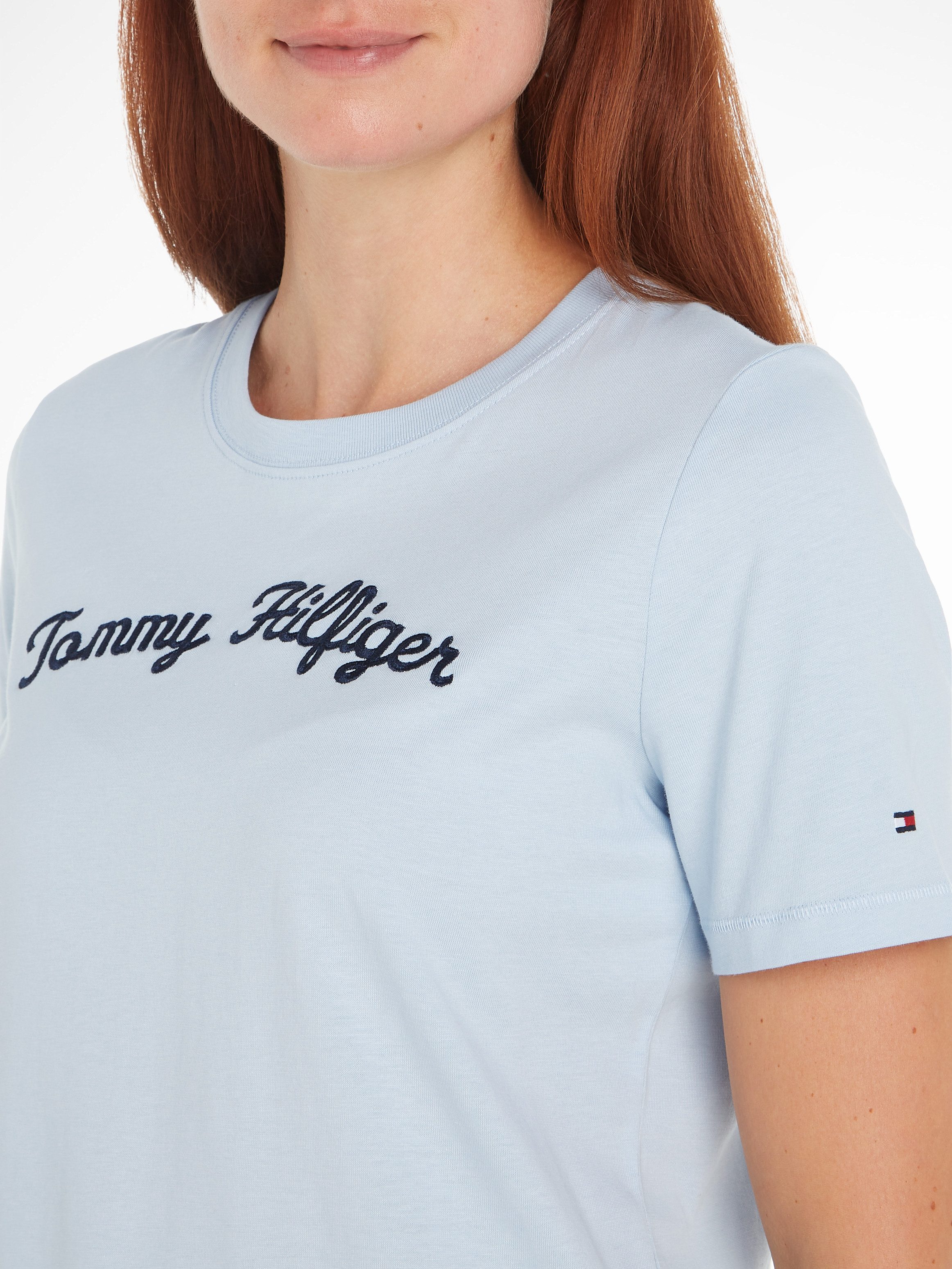 Tommy Hilfiger Shirt met korte mouwen REG SCRIPT C-NK SS met script-logo-opschrift