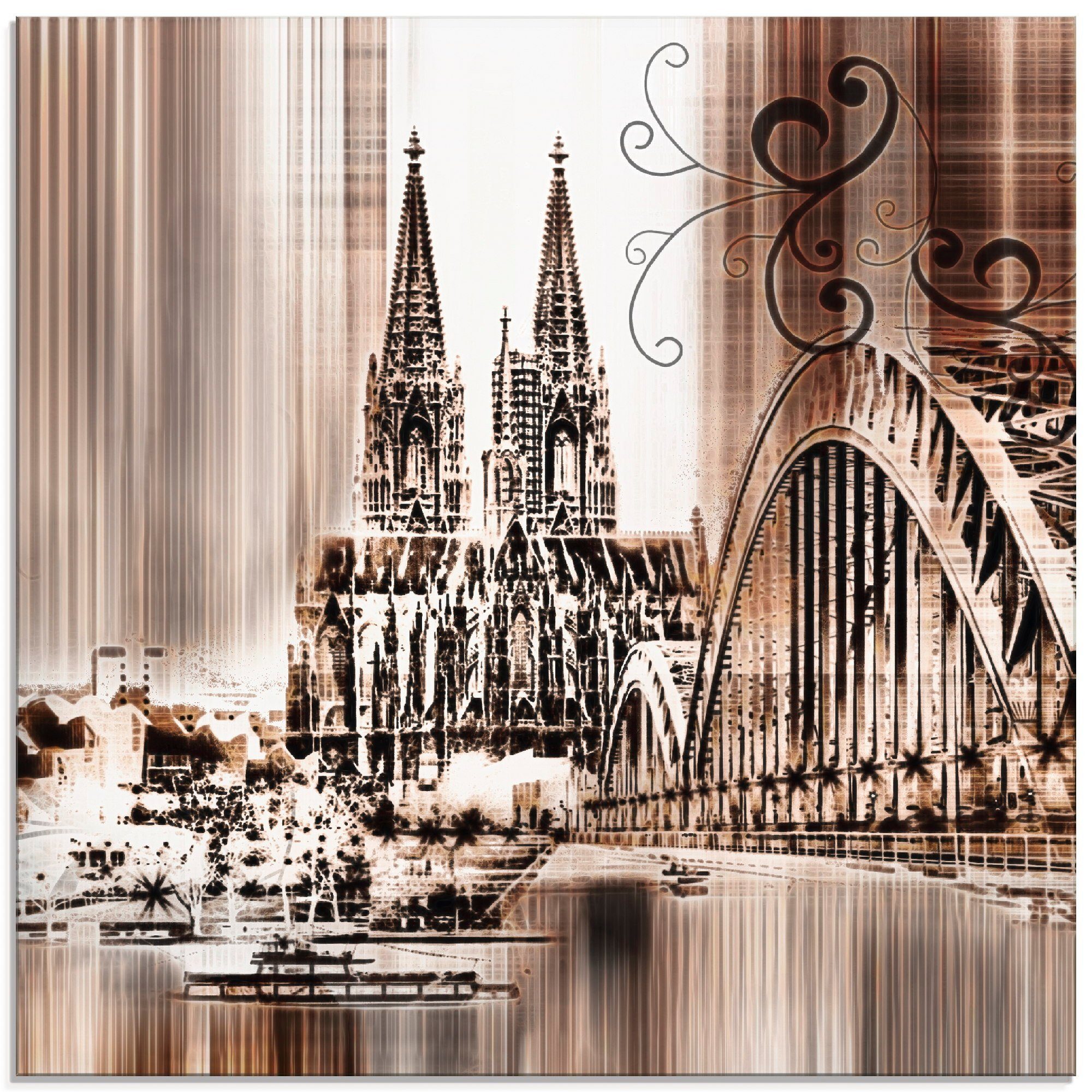 Artland Print op glas Keulen Skyline collage VI