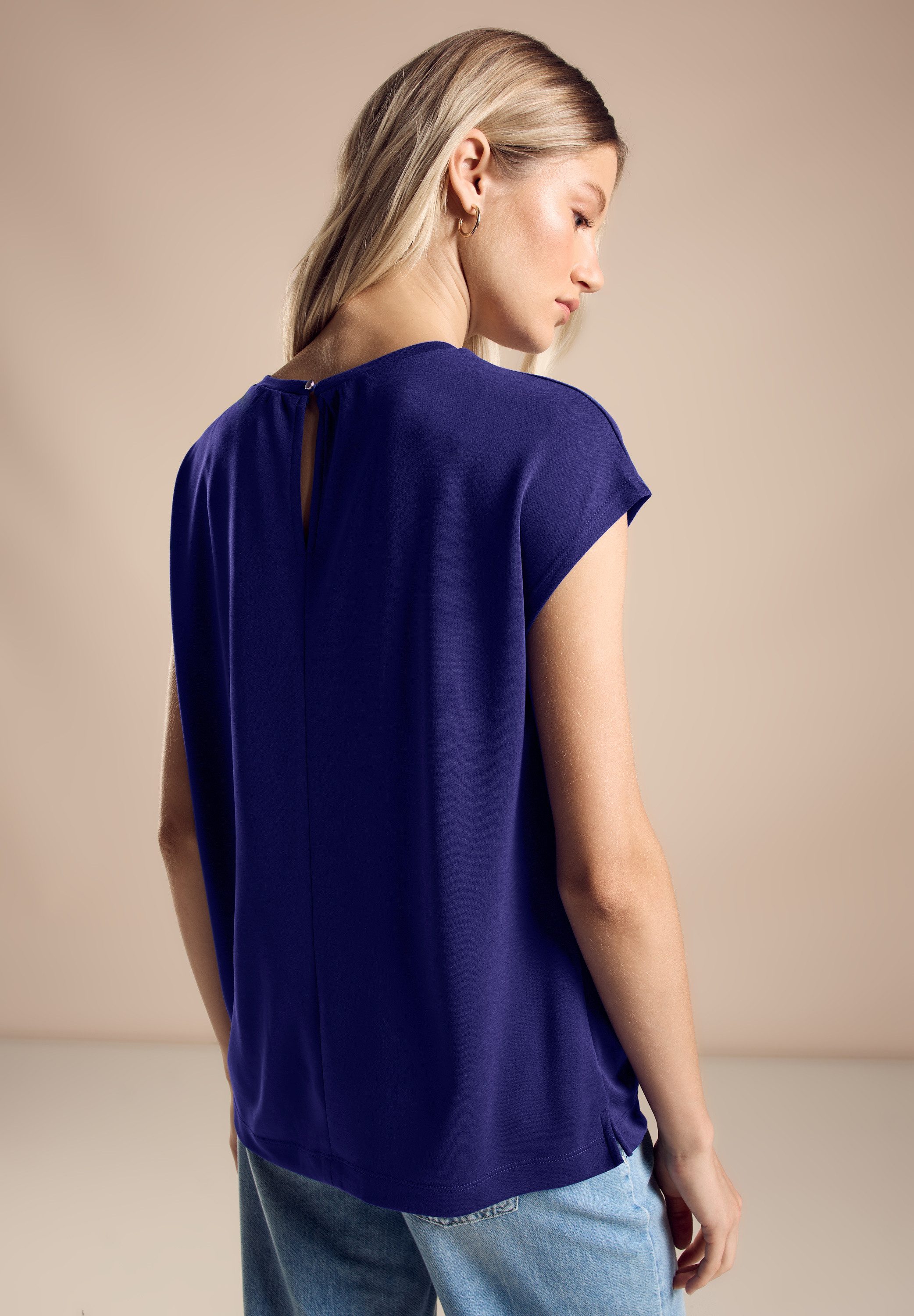 STREET ONE Shirttop in zijde-uiterlijk en met knoop in de nek