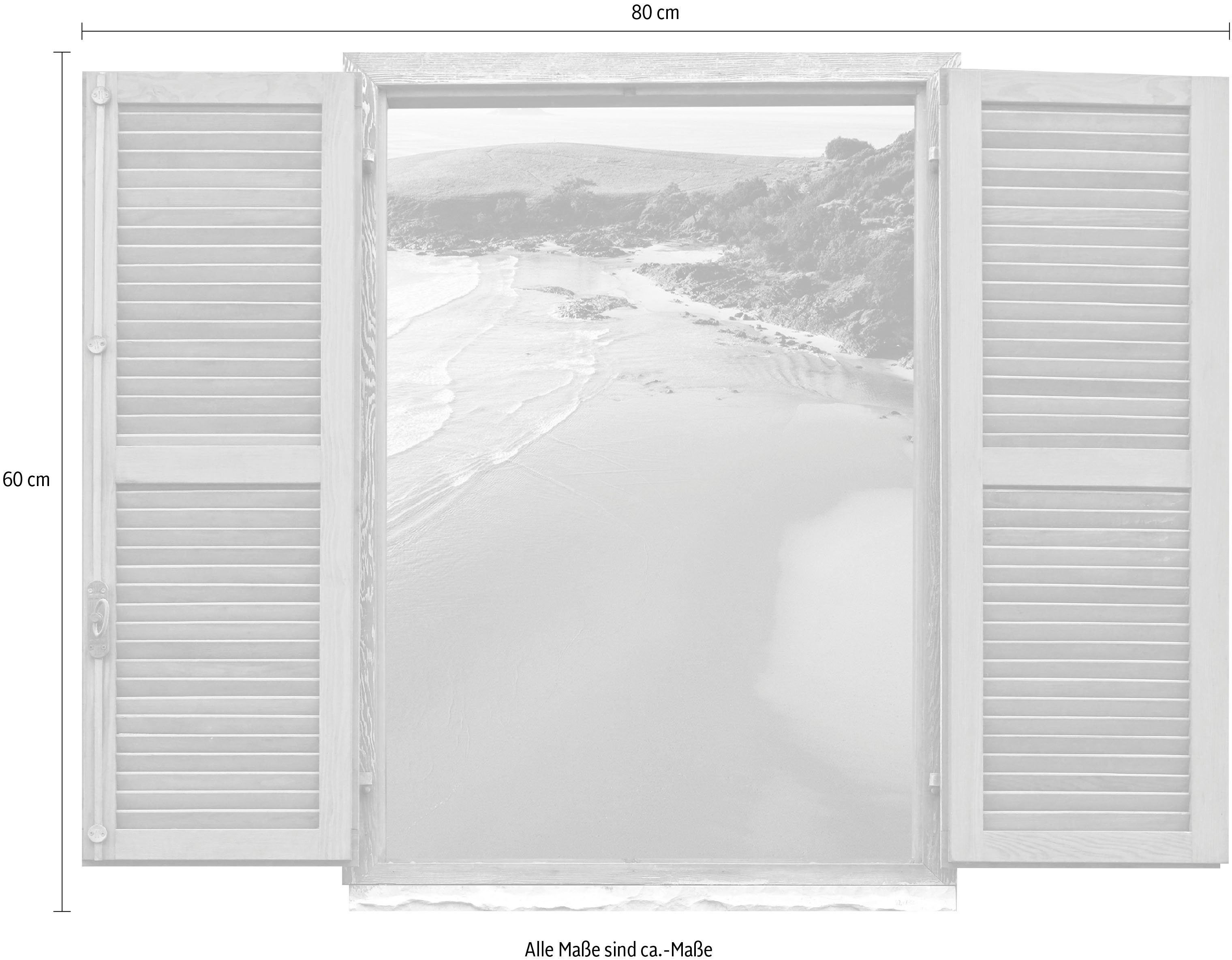 queence Wandfolie Strand Muursticker, muurdecoratie, zelfklevend, 3D, raam (1 stuk)