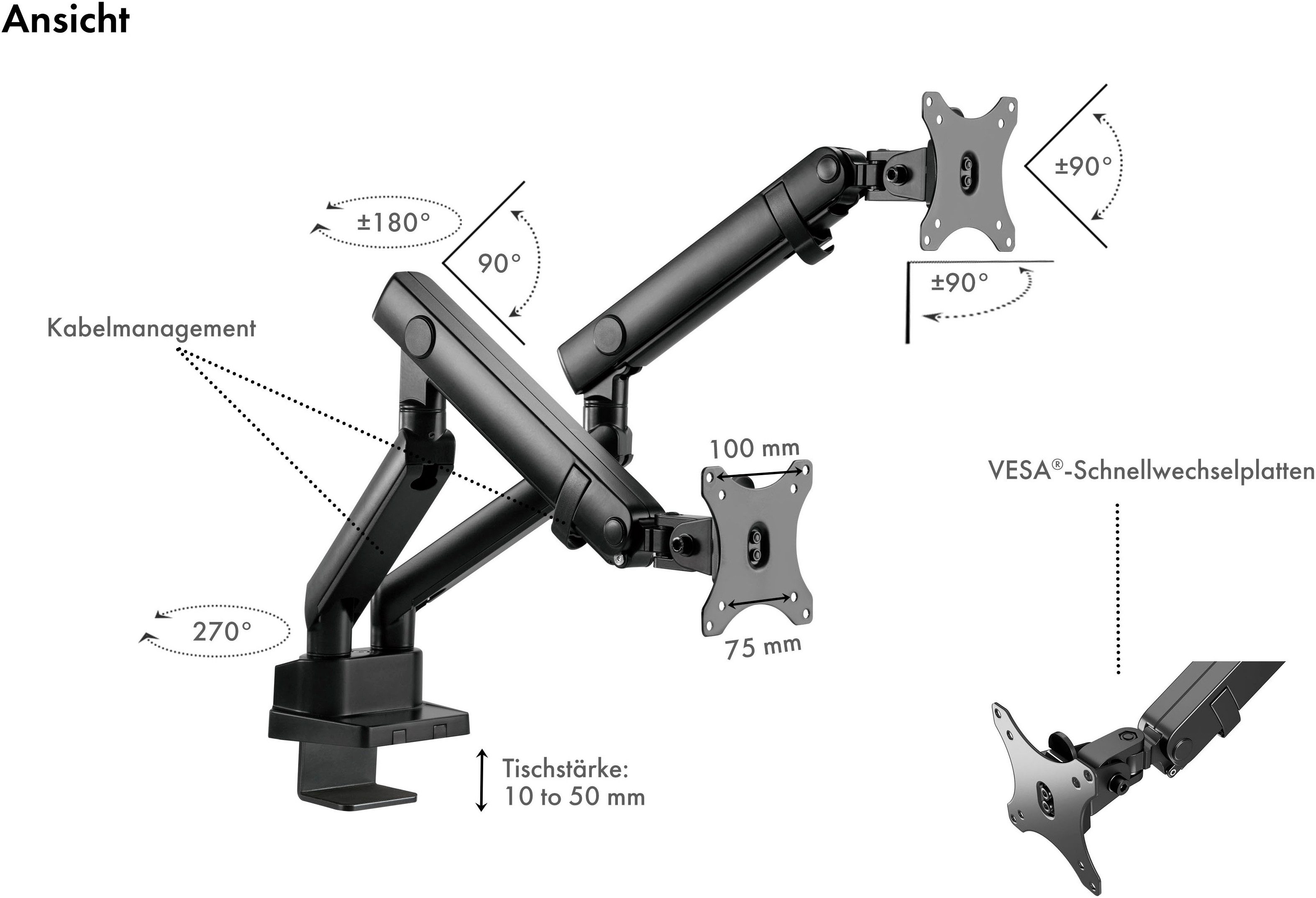 ICY BOX Monitorhouder IB-MS314-T monitorstandaard met tafelbevestiging voor 2 monitoren tot 32?