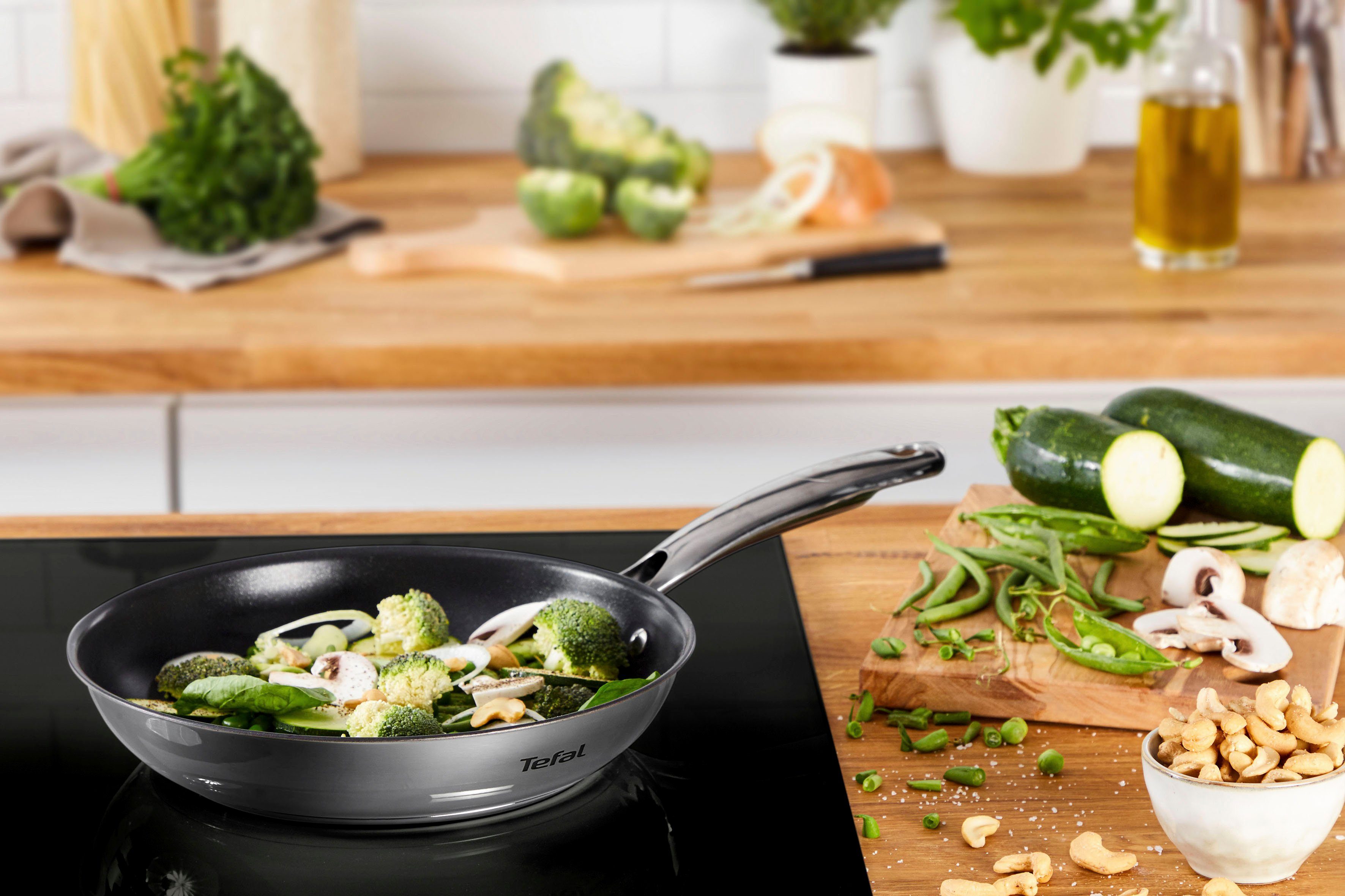 Tefal Koekenpan Duetto+ Premium roestvrij staal, inductiepan, temperatuurindicator, duurzaam