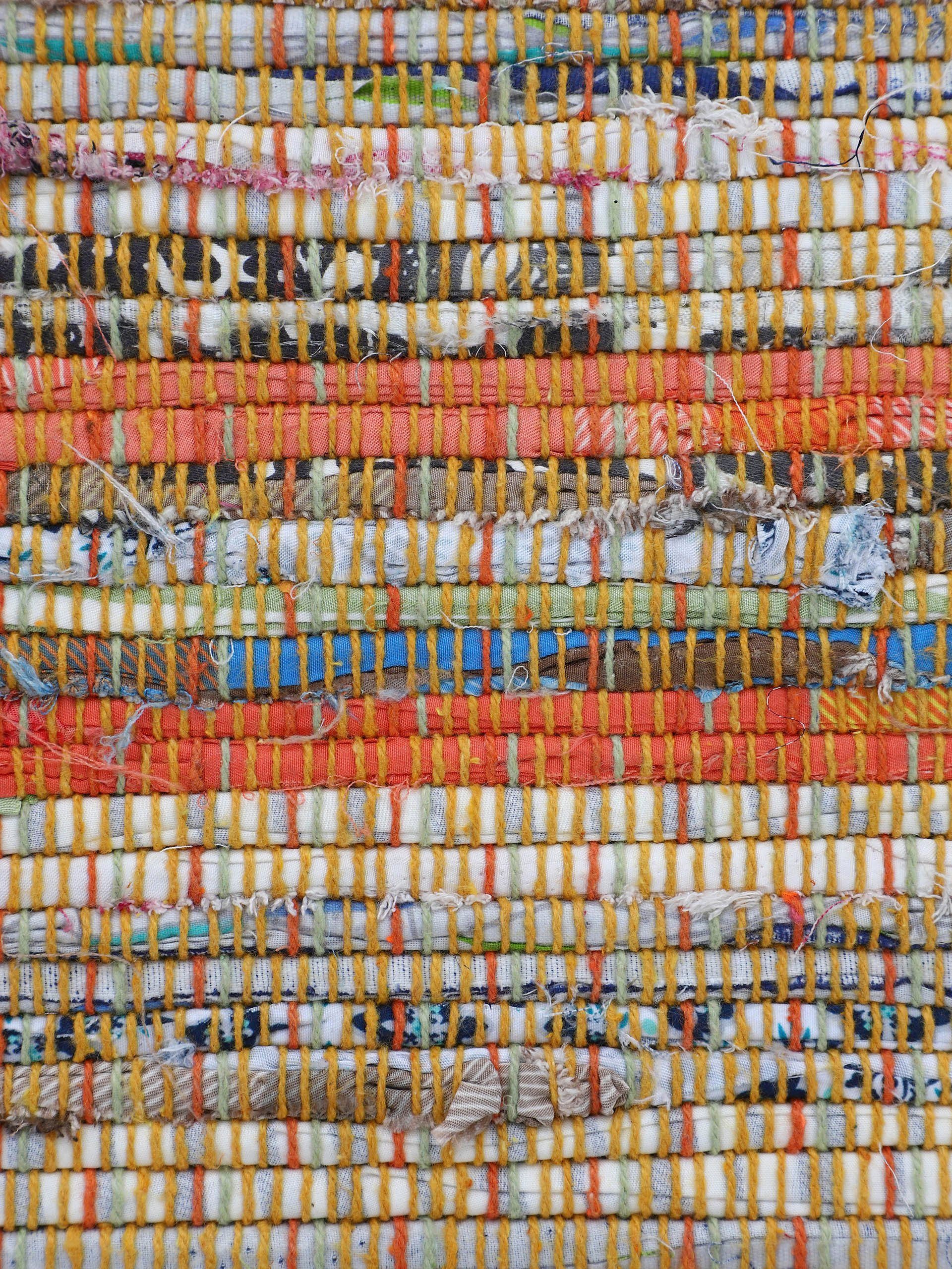 carpetfine Vloerkleed Kelim Chindi, omkeerbaar tapijt handgeweven, patchwork tapijt met franjes, ook verkrijgbaar in loperformaten