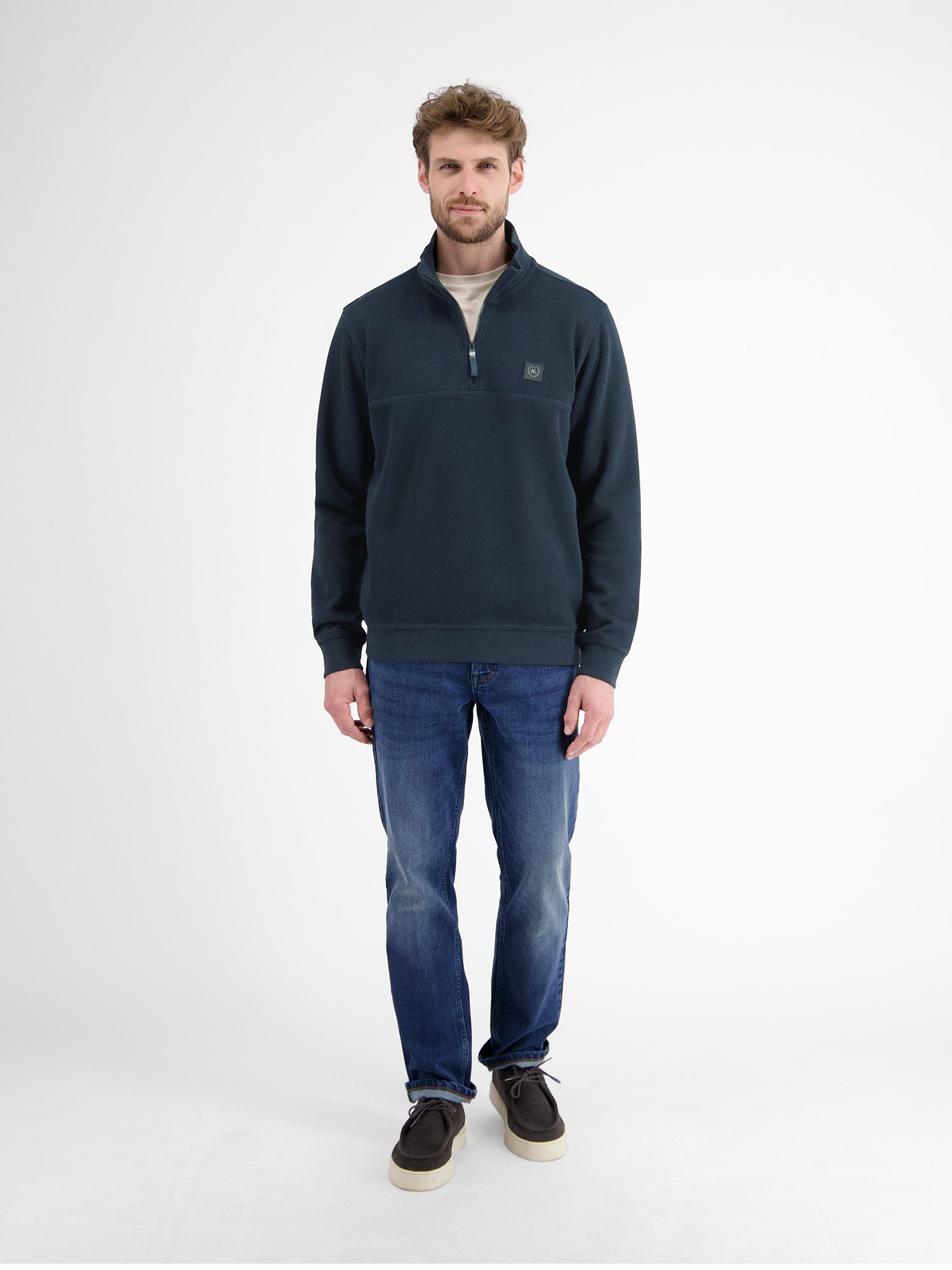 Lerros Sweatshirt LERROS Heren Troyer, sportief geribbeld