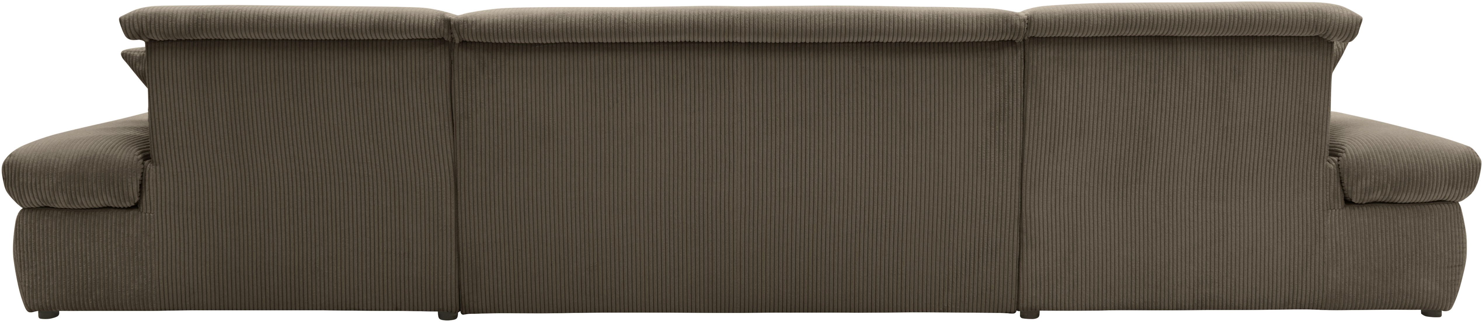 DOMO collection Zithoek Moric optioneel met slaapfunctie en armleuningsverstelling, XXL U-vorm, aan beide zijden met recamière, incl. sierkussen, cord-bekleding