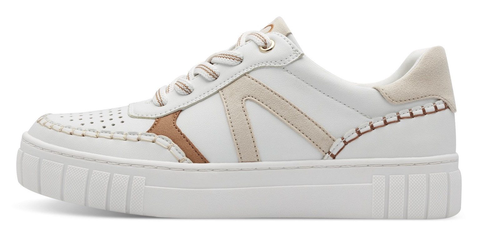 Marco Tozzi Plateausneakers , vrijetijdsschoen, lage schoen, veterschoen met onderlegde perforatie