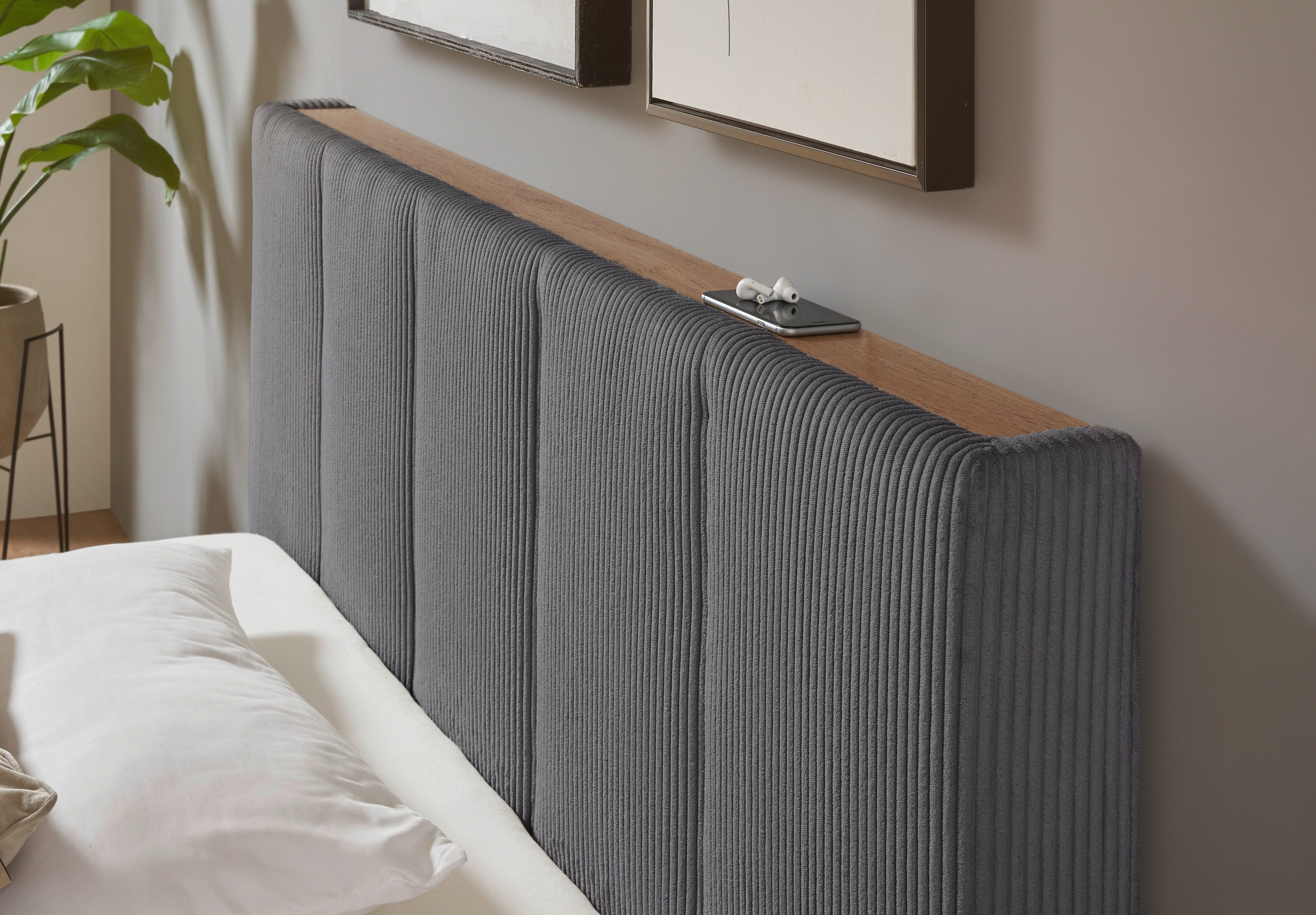 INOSIGN Gestoffeerd bed CiTY/GiRON, bedframe met bedlade, gestoffeerd opbergbed met hondenbed of opberglade, bekleding van corduroy of linnenlook