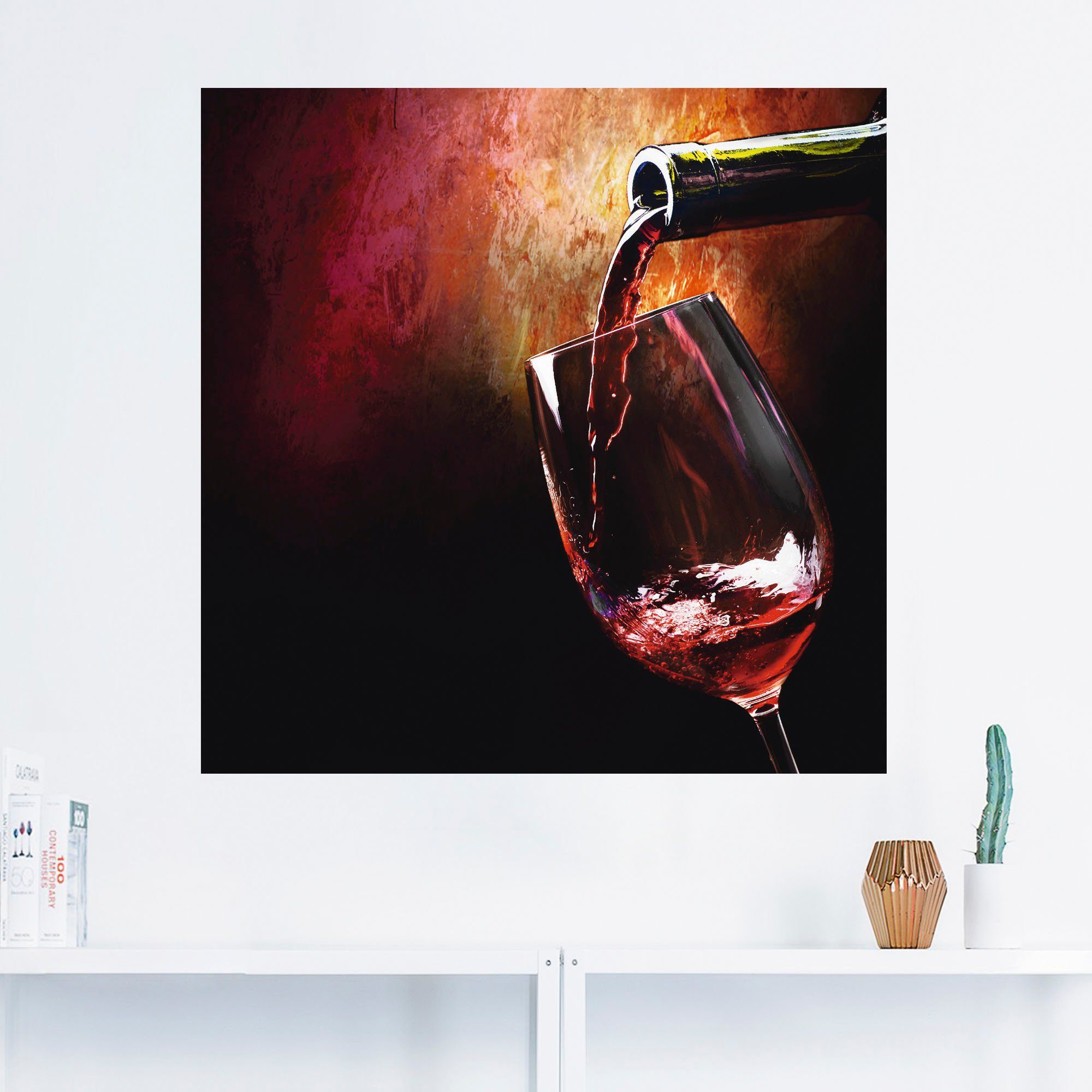Artland Artprint Wijn - rode wijn als artprint van aluminium, artprint voor buiten, artprint op linnen, poster, muursticker