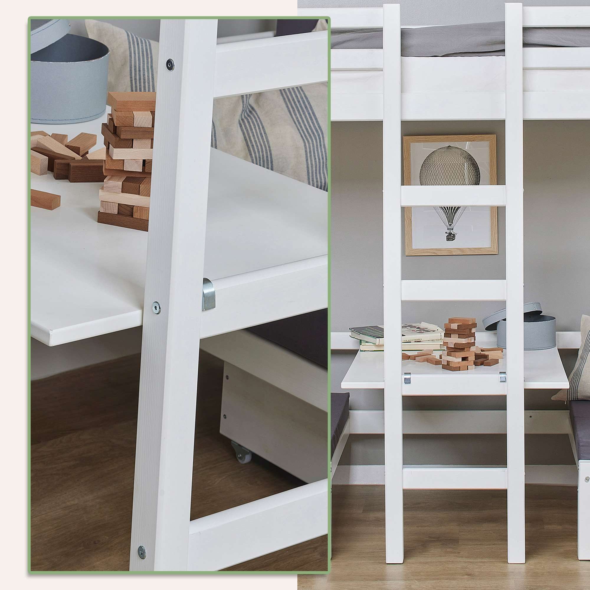 Hoppekids Stapelbed ECO Dream JUMBO hoogslaper, met zitgroep om te bouwen tot stapelbed