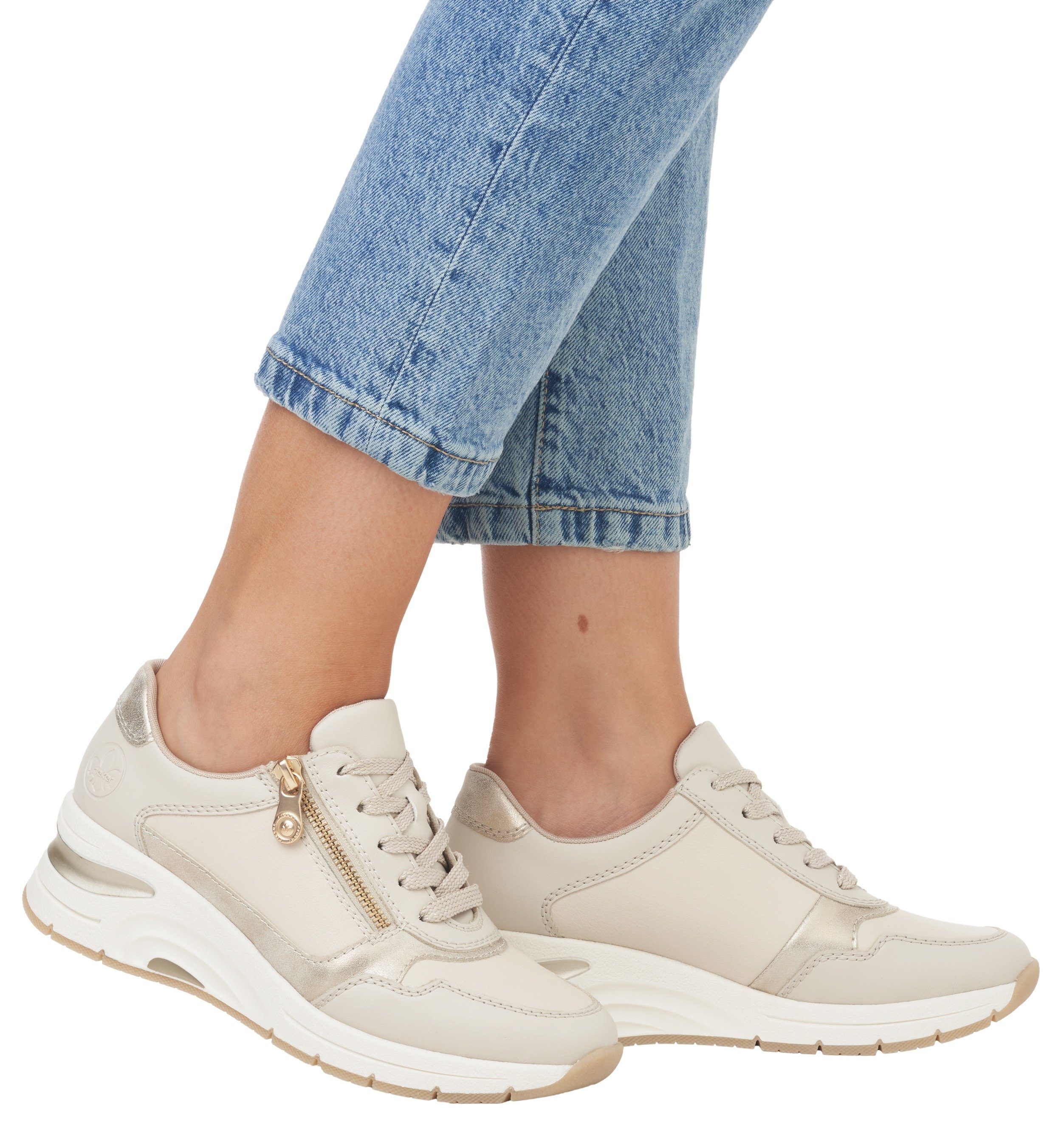 Rieker Sneakers met zijrits, vrijetijdsschoen, veterschoen, smalle vorm