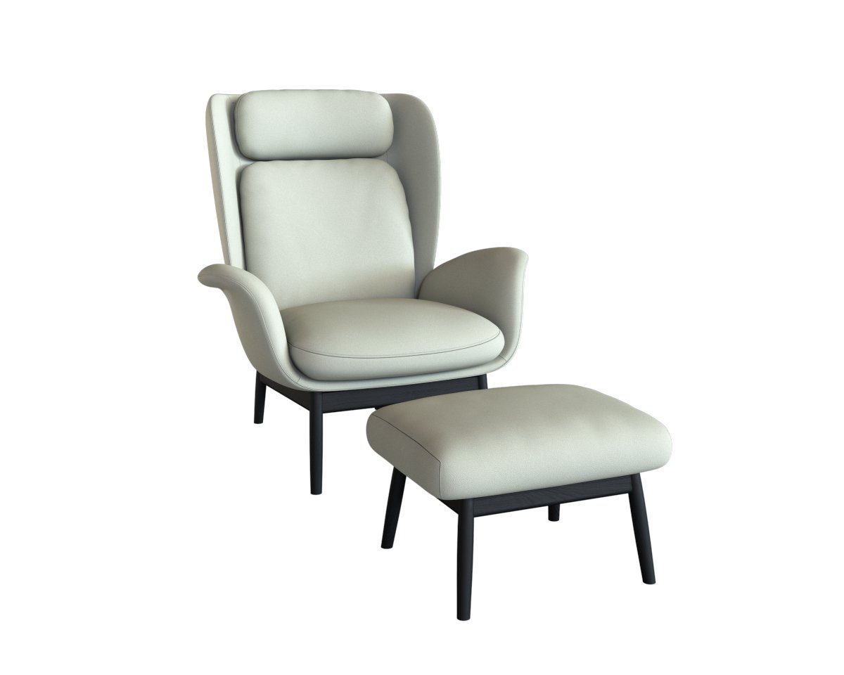 FLEXLUX Oorfauteuil Padova Stijl & comfort, organische vorm, geïntegreerde lendensteun, zwarte voet fauteuils wit