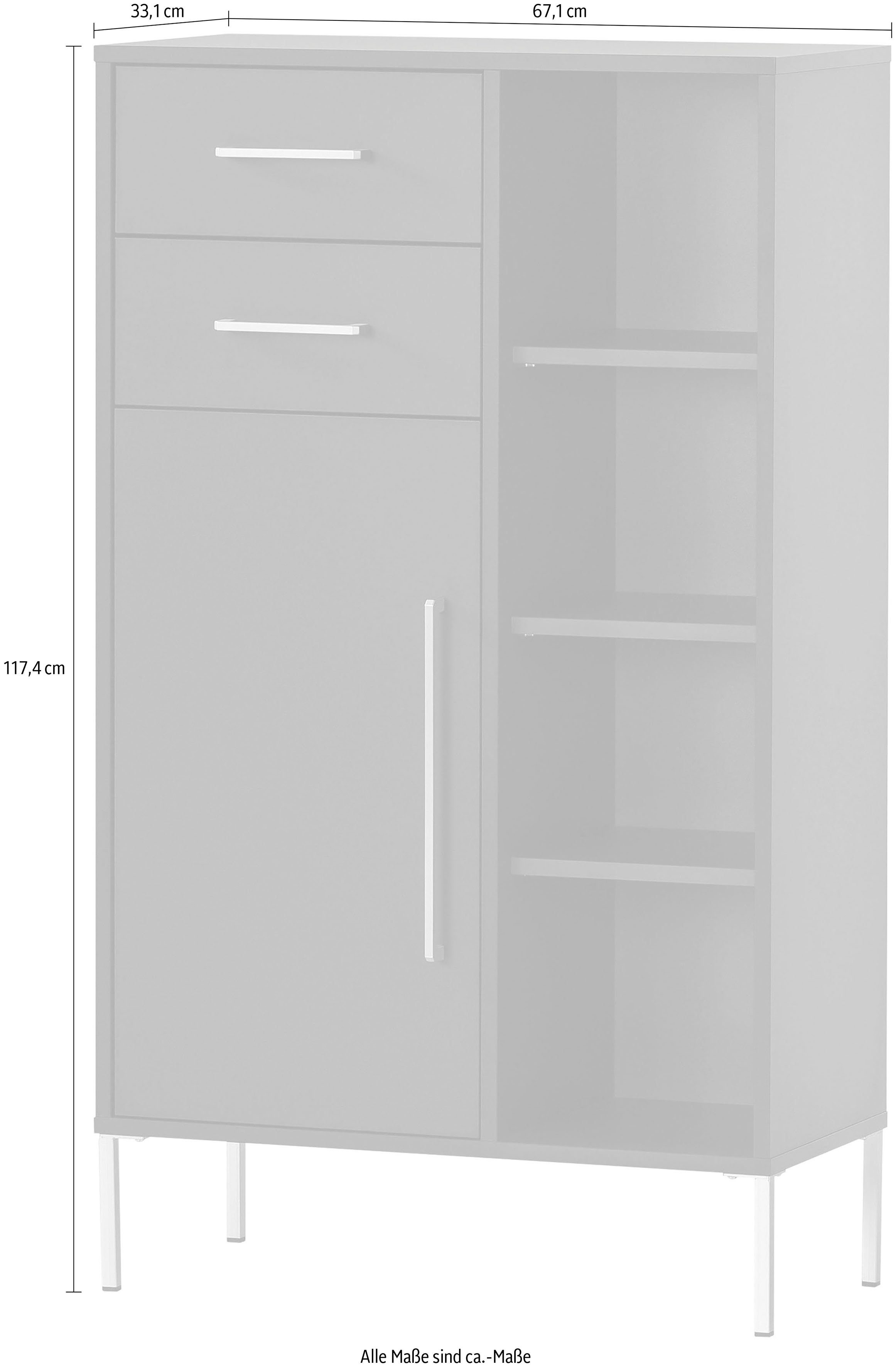 welltime Halfhoge kast Kent met goudkleurige handgrepen