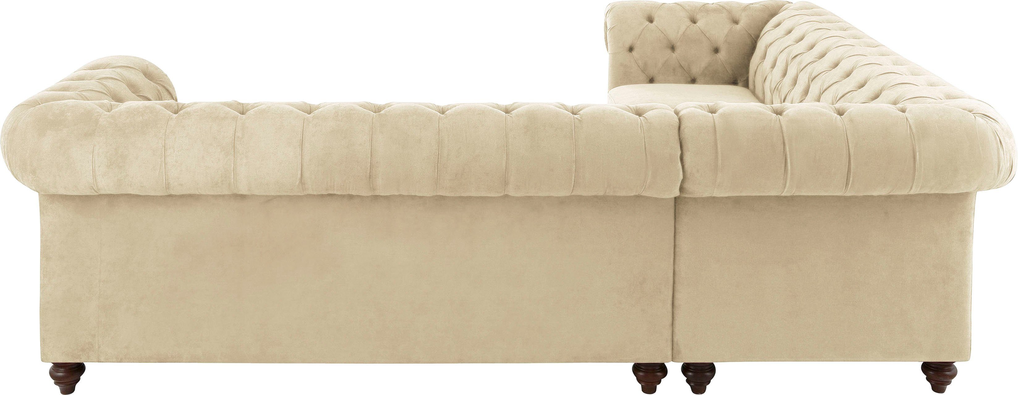 Home affaire Chesterfield-bank Duc hoekbank L-vorm hoogwaardige capitonnage achter, fluwelige look met changerende look