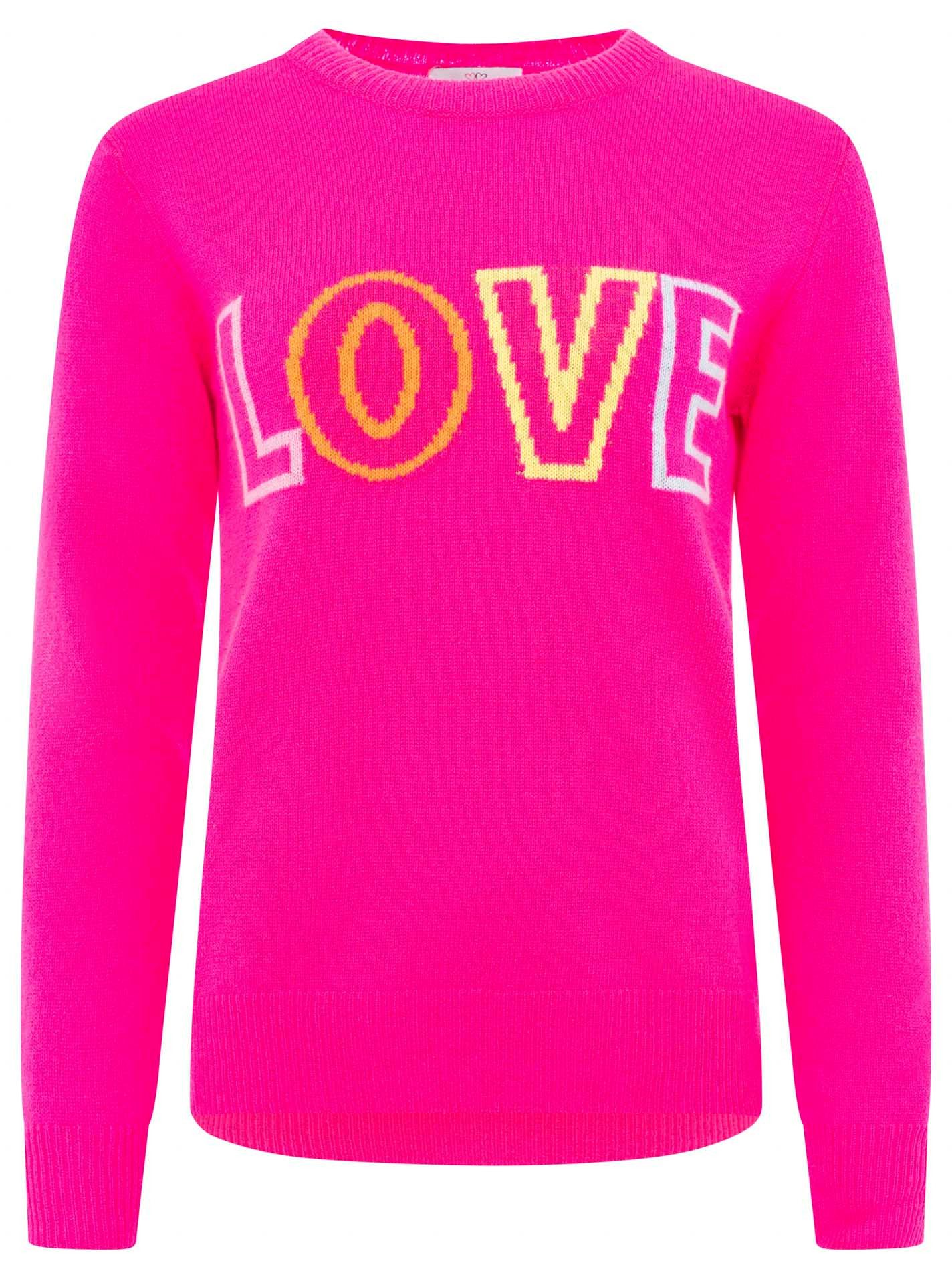 Zwillingsherz Gebreide trui LOVE wording Ronde hals, met LOVE-opschrift in neonkleur