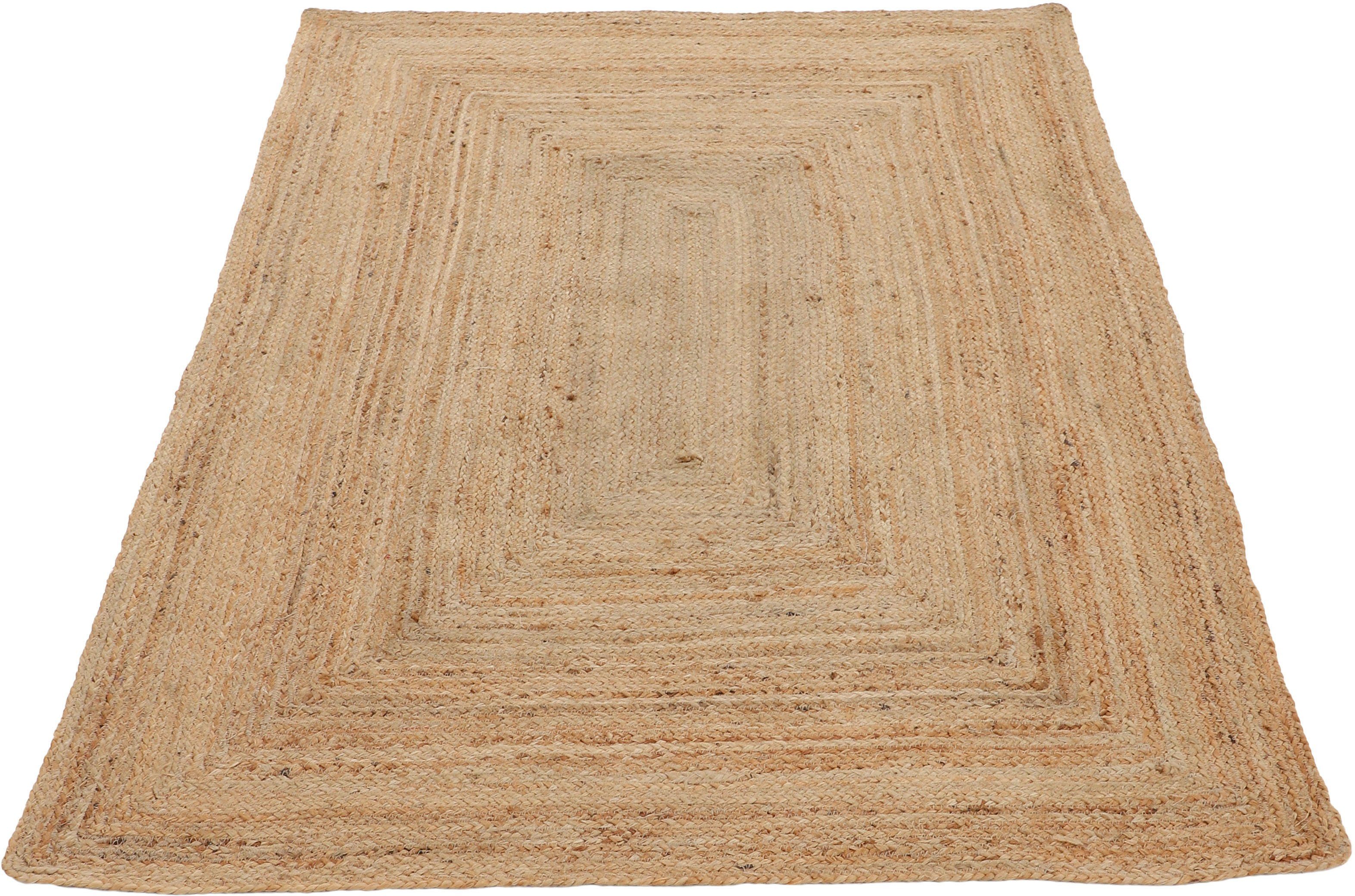carpetfine vloerkleed nele jute-vloerkleed natuurmateriaal gevlochten tweezijdig te gebruiken kleed van 100% jute, vierkant en als loper beige