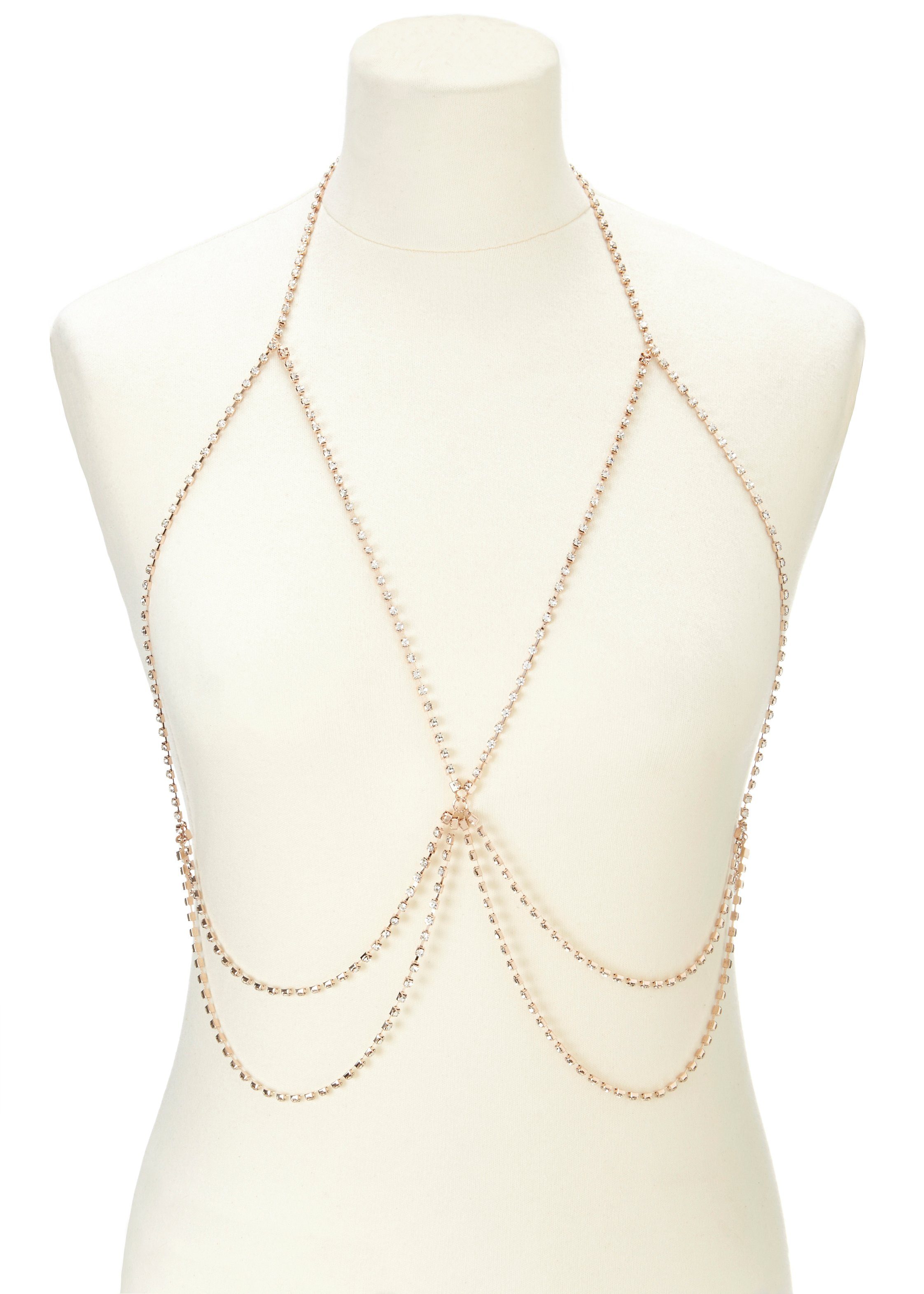Lascana Lange ketting met strass, lichaamsketting, kettingriem, bikiniketting, halsketting