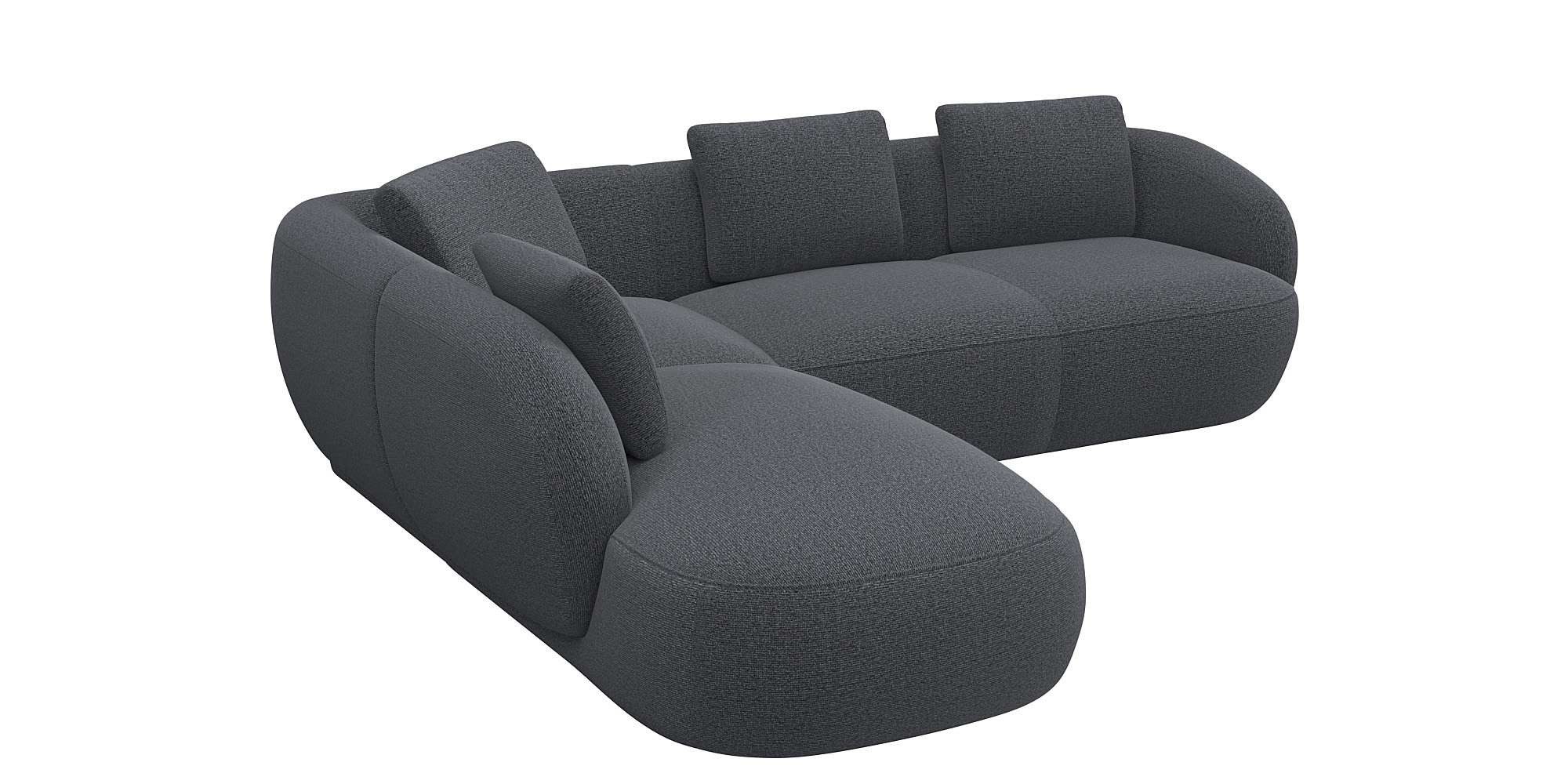 FLEXLUX Hoekbank Torino, rond, L-vorm, bankhoek met ottomane Modern, organisch bankontwerp, koudschuim, golfvering