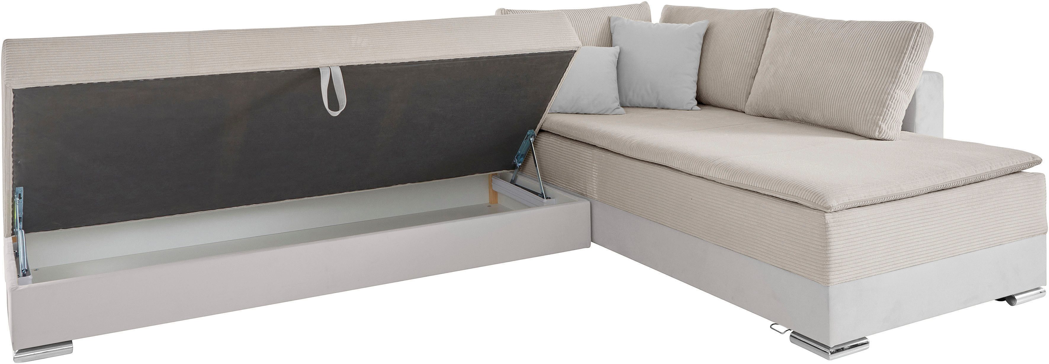 INOSIGN Hoekbank Boxspringbed Night & Day L-vorm met permanente slaapfunctie met armleuning