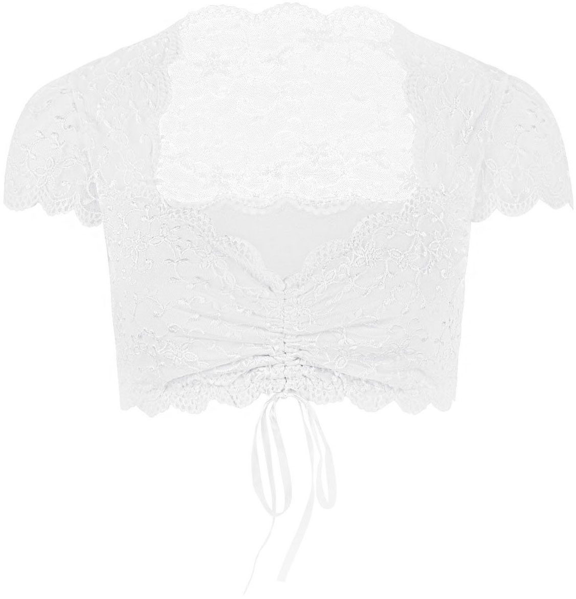 Nina Von C. Dirndlblouse met hartvormige halslijn, kant, buikvrij, korte mouw