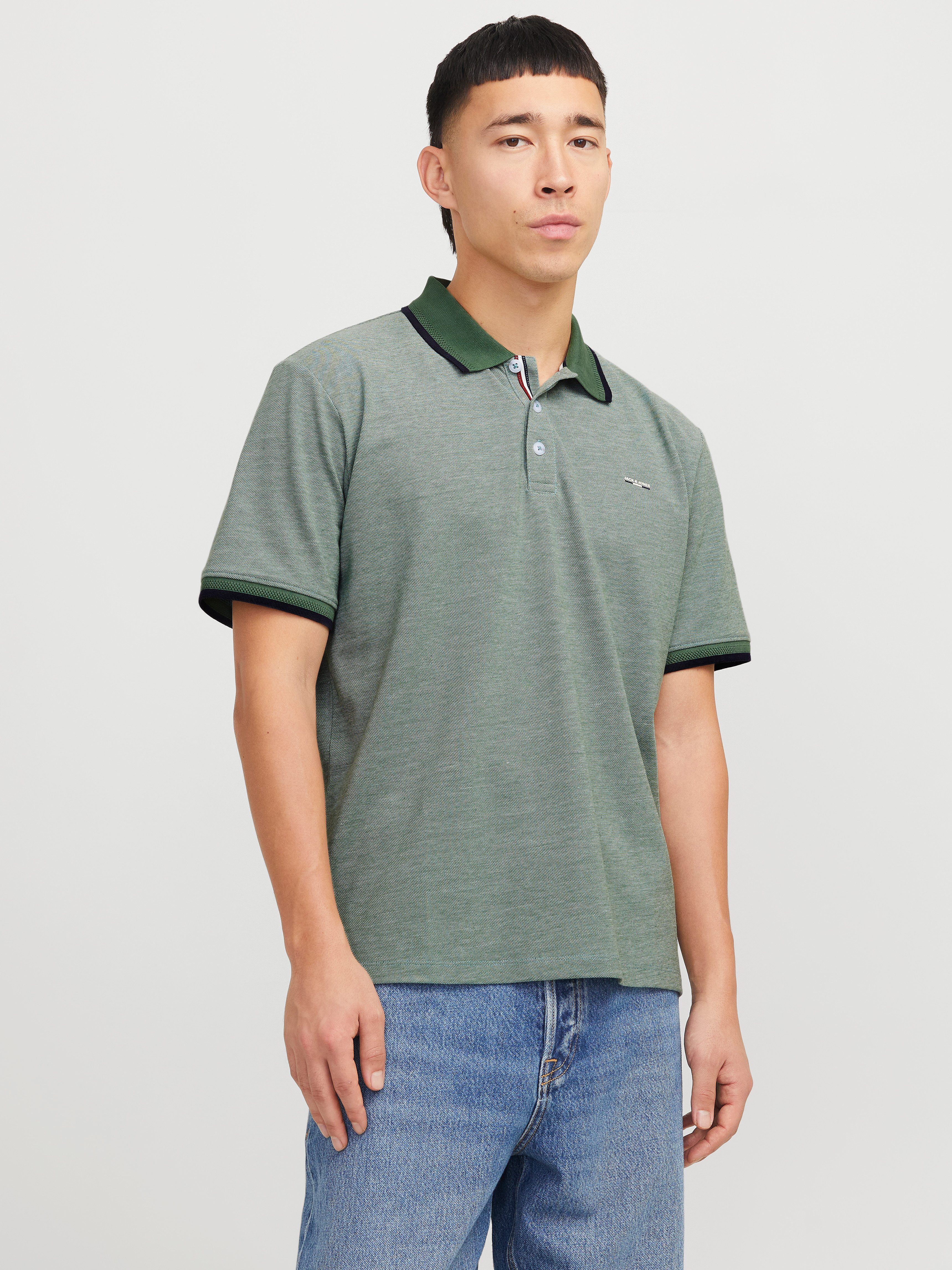 Jack & Jones Poloshirt JPRBLUALVES SS POLO SN heren poloshirts maat L groen