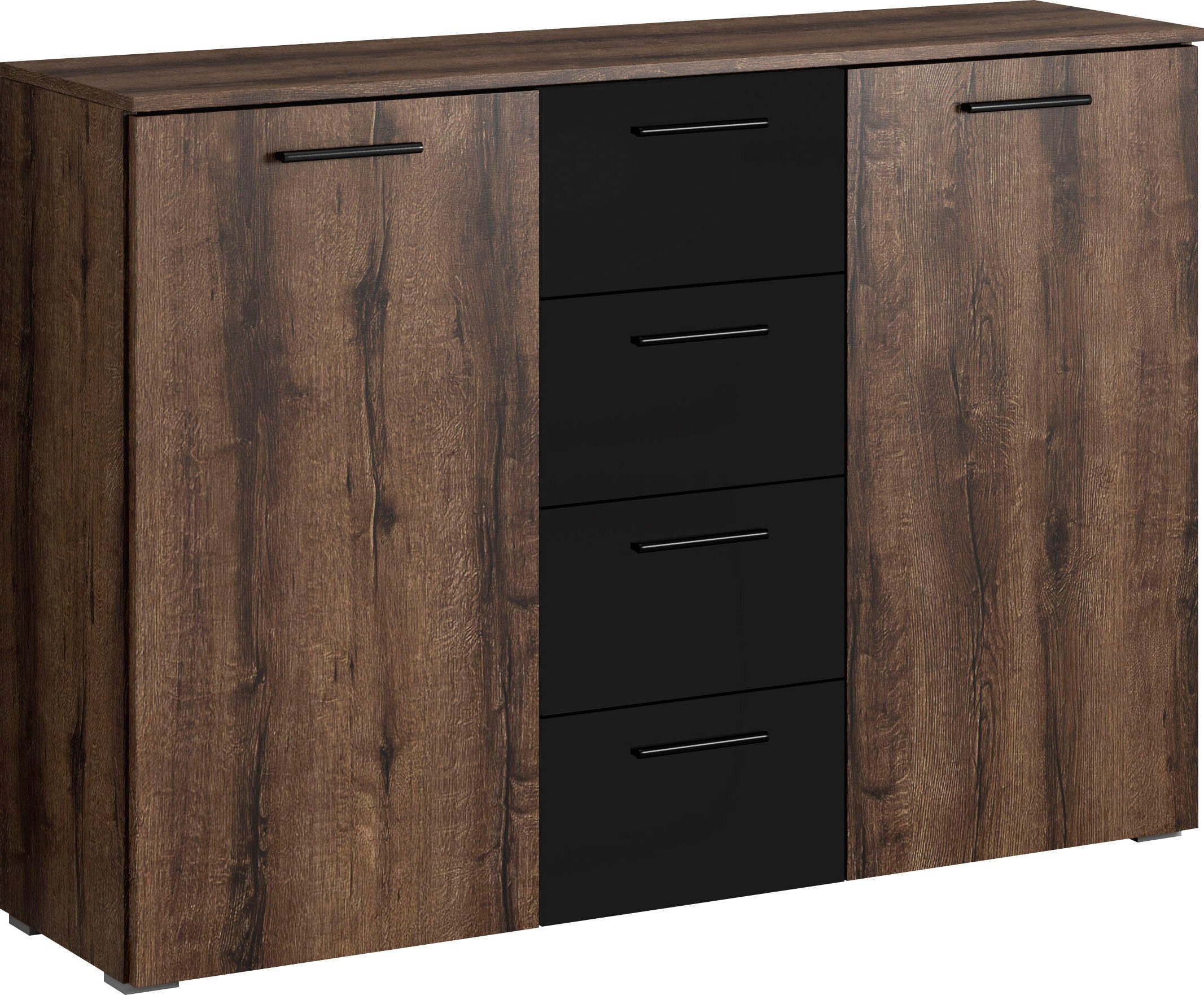INOSIGN Kast met laden en deuren Beta breedte 132 cm, tijdloze ladekast, dressoir Dressoir, veel bergruimte, 2-deurs 4 laden, 132x38x93cm commodes &