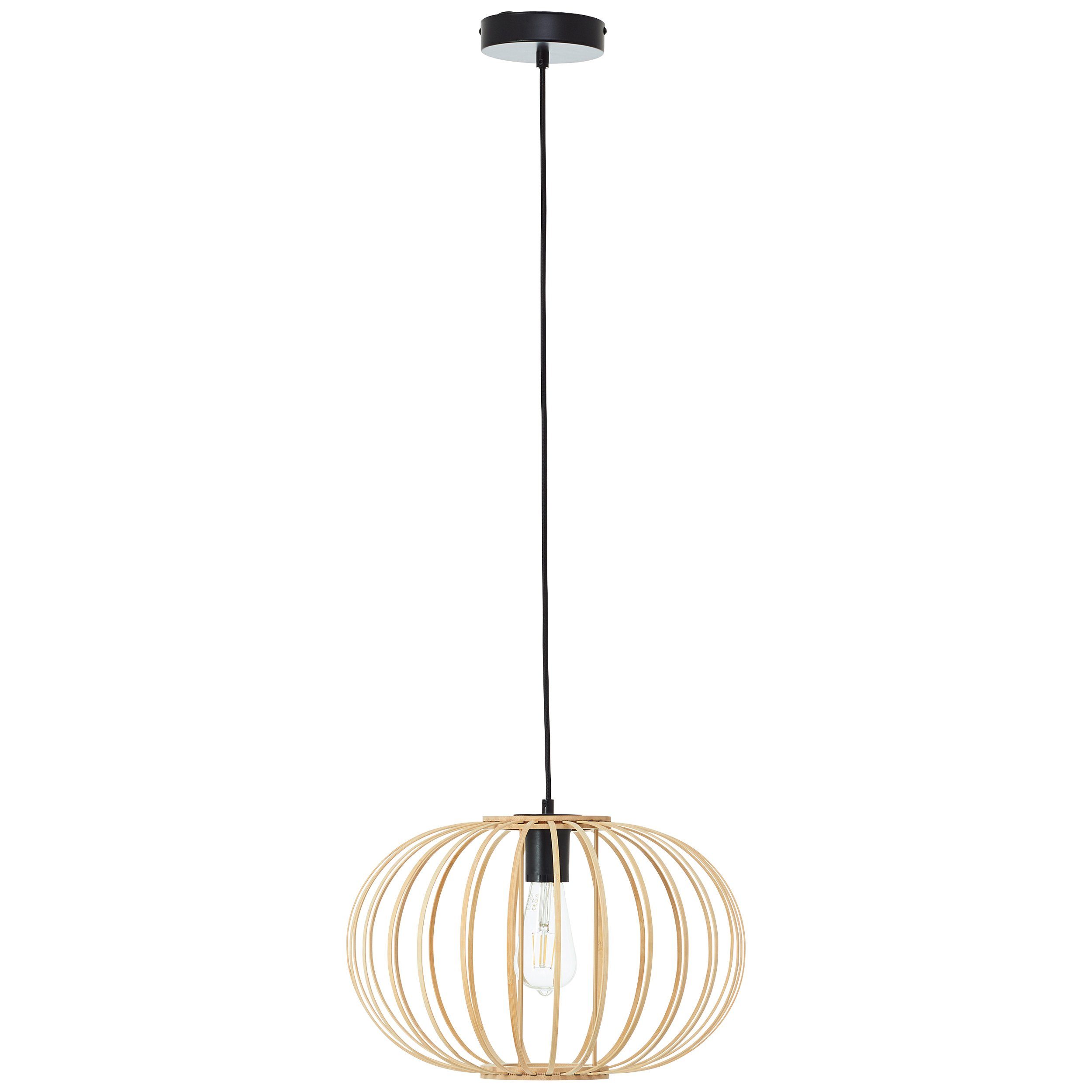 Brilliant Leuchten Hanglamp Enca 120 x 40 cm, e27, inkortbaar, bamboe/metaal, natuurlijk/zwart
