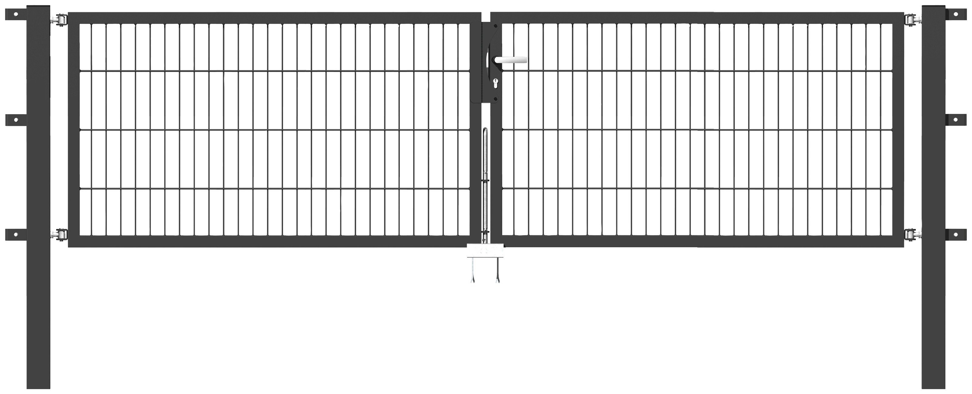 GAH Alberts Deur met dubbel hek Flexo 300 cm breedte (150 cm + 150 cm), in verschillende hoogten hekken maat 300 cm x 80 cm grijs