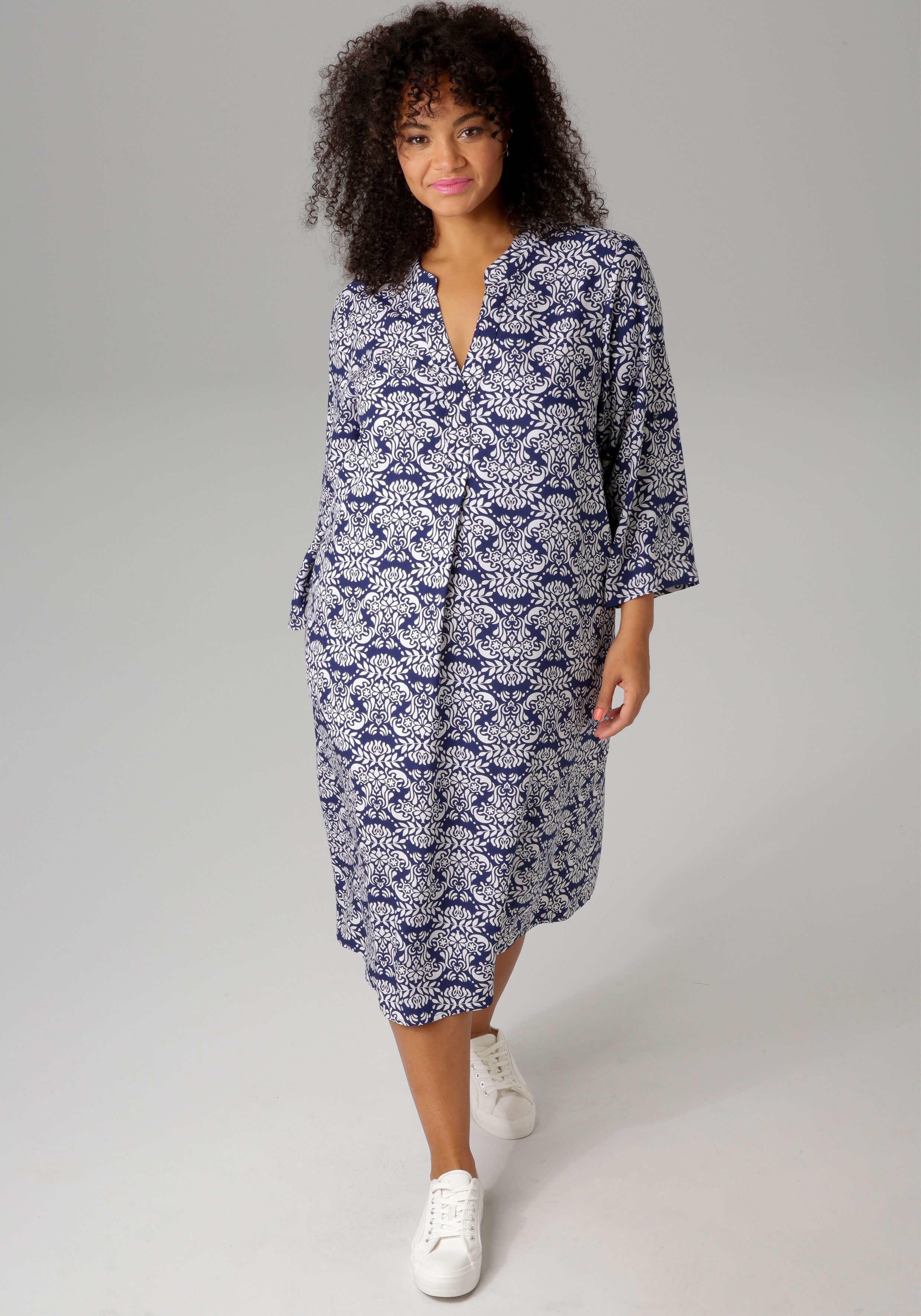 Aniston PLUS Zomerjurk met kleurharmonieuze, grafische print - nieuwe collectie
