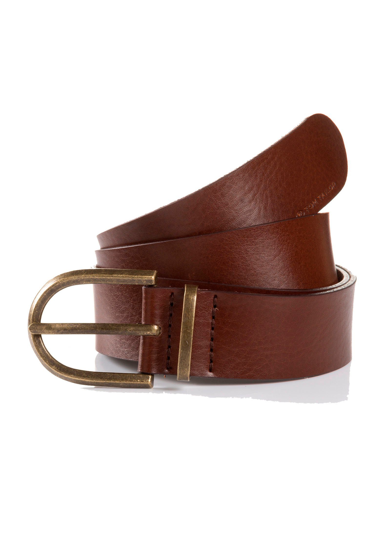 Tom Tailor Leren riem TTSYLKE 3 cm brede damesriem, sluiting in vintage-look, puur leer dames brede riemen maat 105 bruin