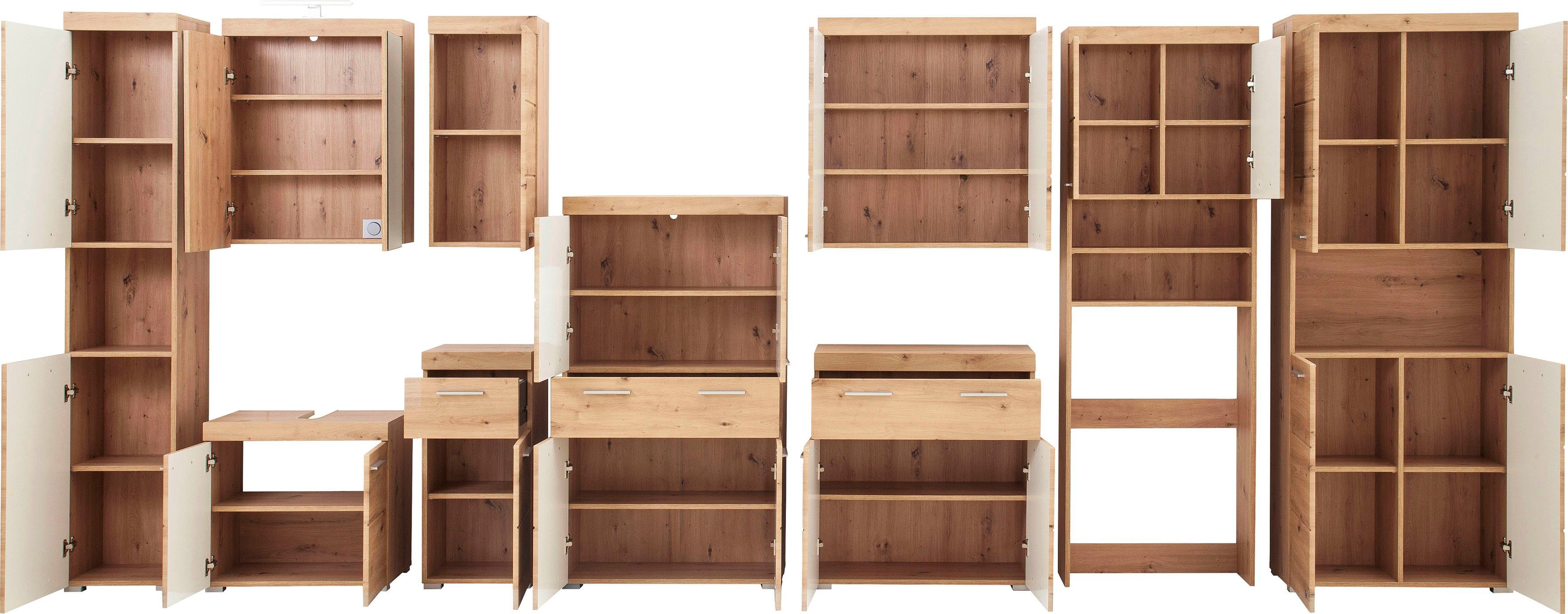 INOSIGN Hoge kast Avena Badkamer hoge kast met open vak, 4 deuren en 4 planken