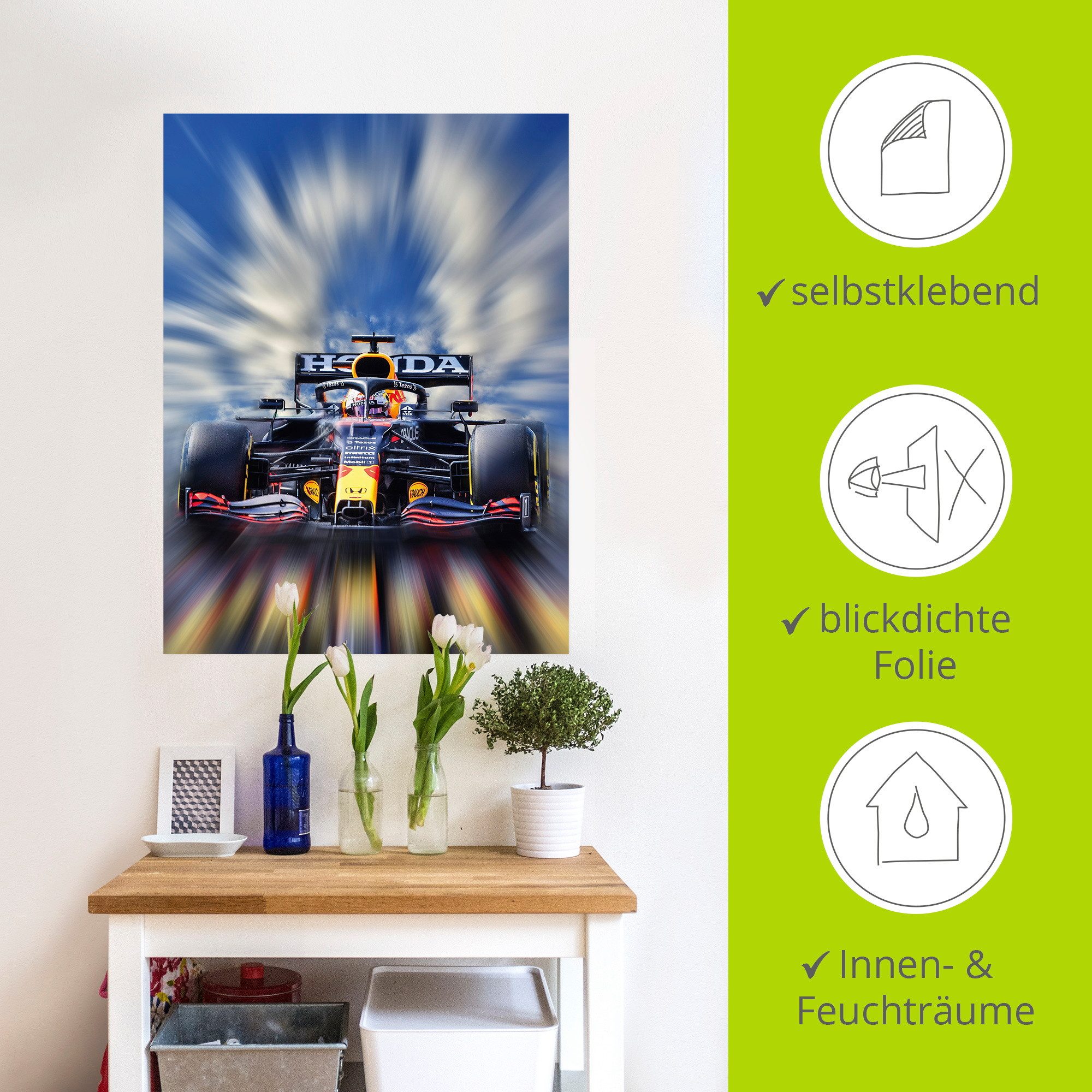 Artland Artprint Max Verstappen - wereldkampioen Formule 1 als artprint van aluminium, artprint voor buiten, artprint op linnen, poster, muursticker
