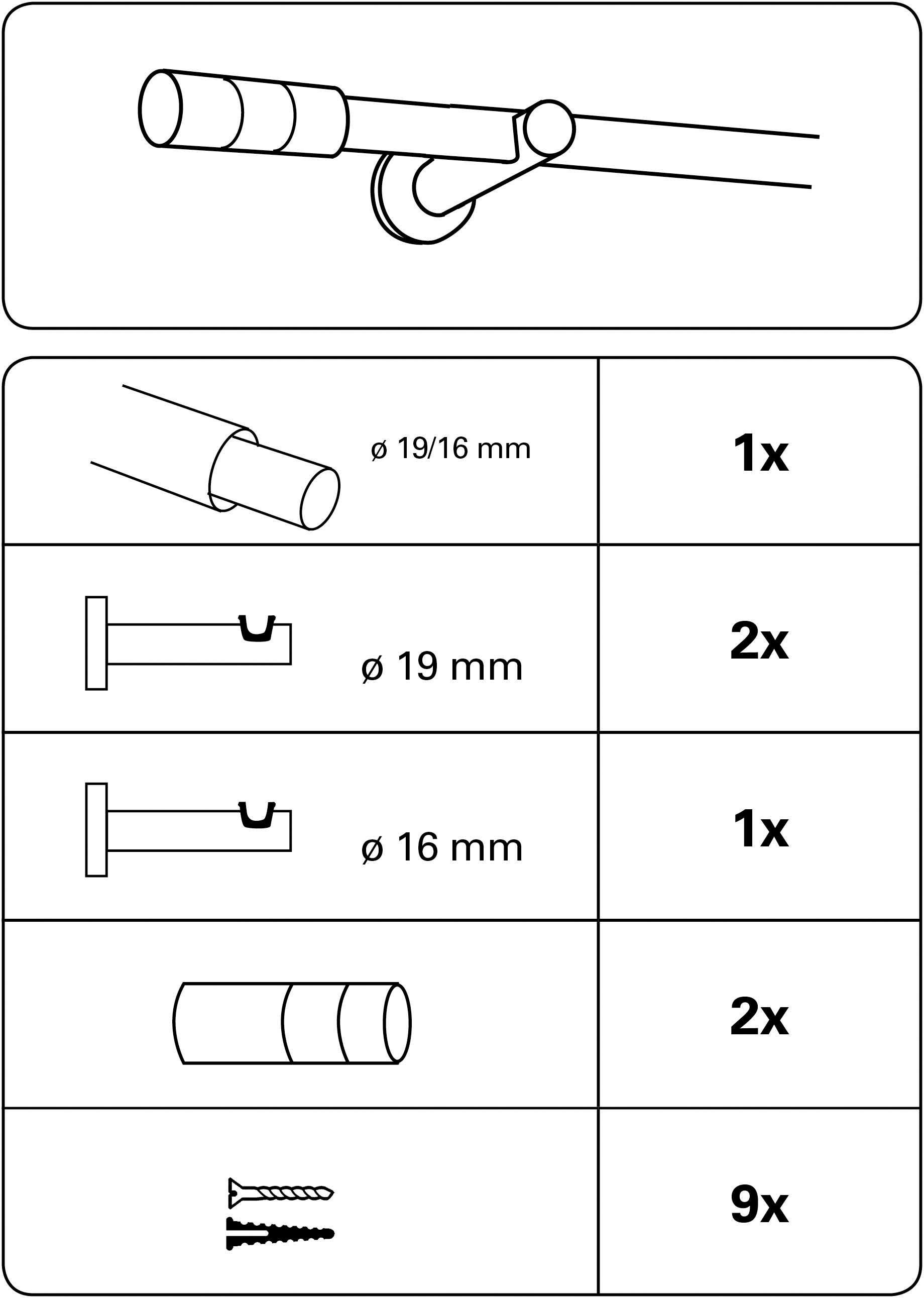 GARDINIA Gordijnroede Set Ø 16/19 mm (1 stuk)
