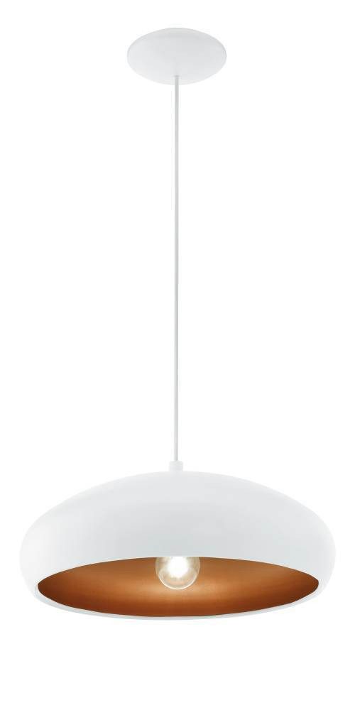 EGLO Hanglamp MOGANO 1 Hanglamp vintage van staal in wit, koper, eettafel lamp, E27 (1 stuk)