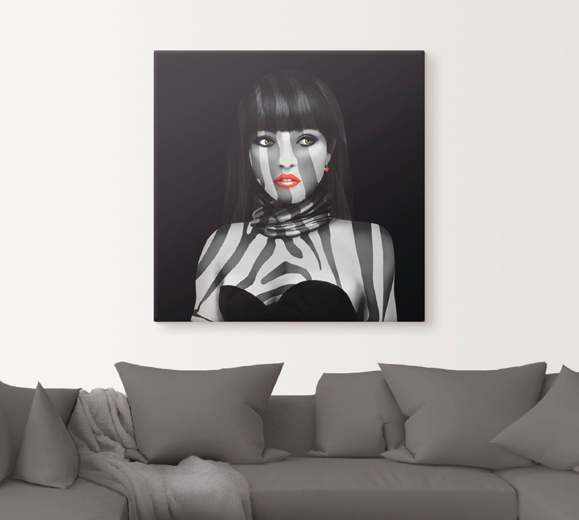 Artland Artprint op linnen Exotische lady gespannen op een spieraam