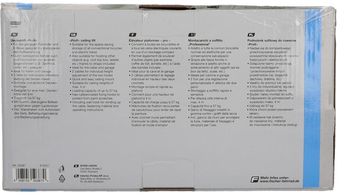 Fischer Fietslift draagvermogen 57kg ProfiPlus