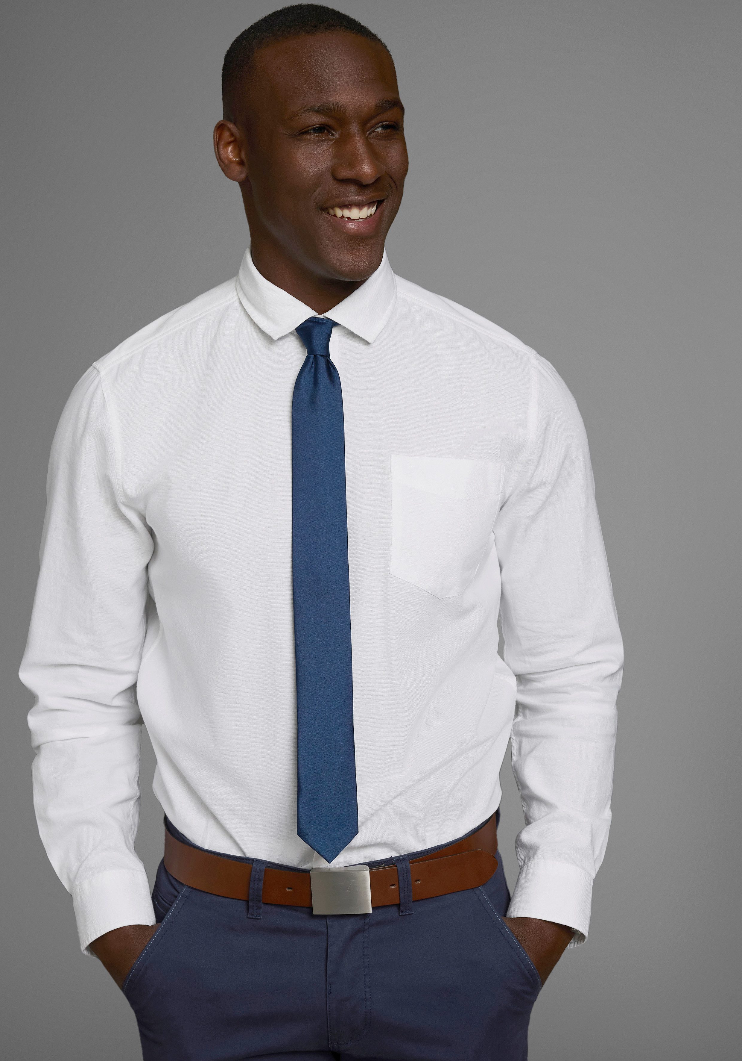 Man's World Stropdas in klassieke effen kleuren en slim breedte