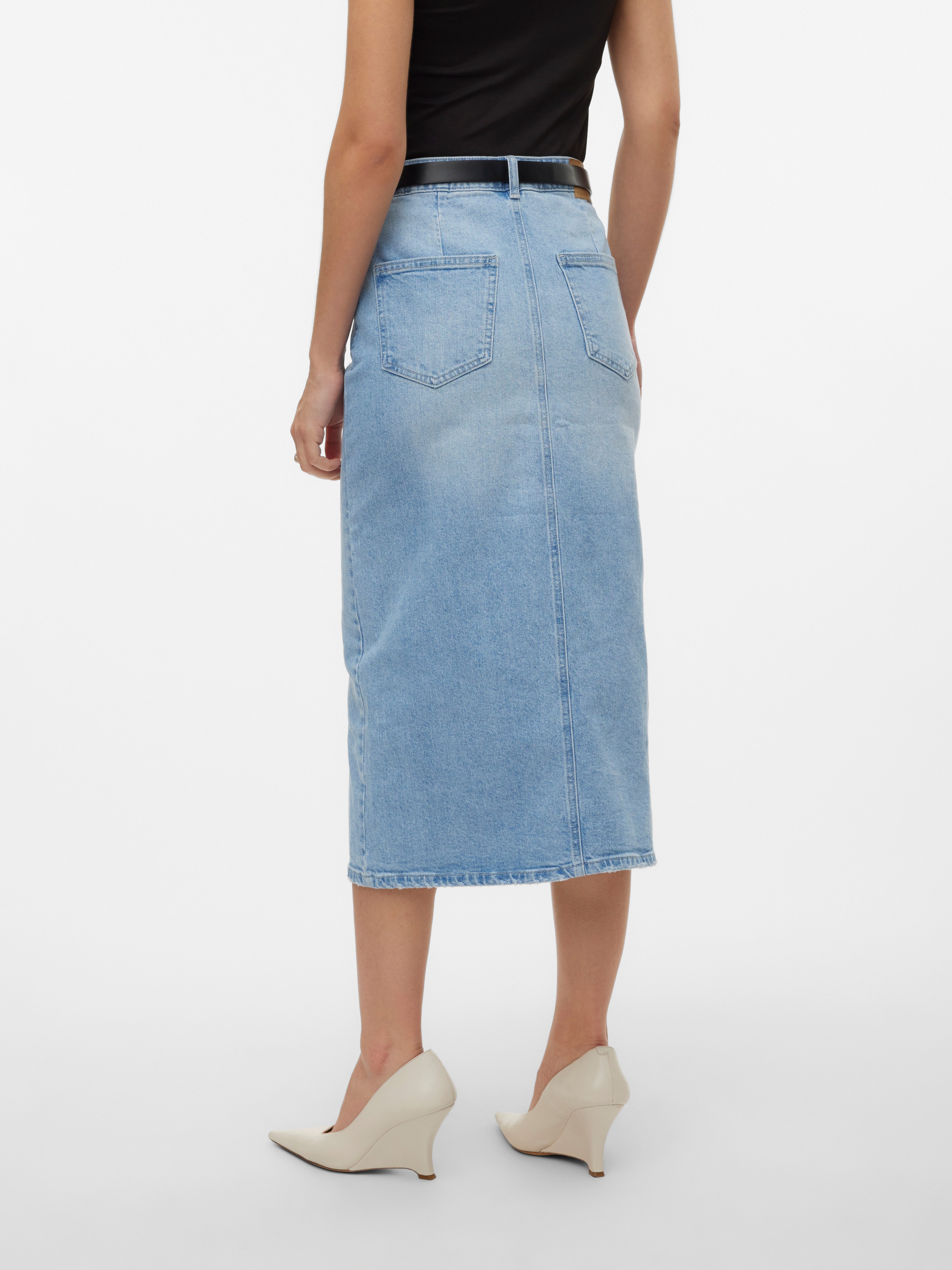 Vero Moda Maxirok VMVERI HR CALF DENIM SKIRT GA NOOS