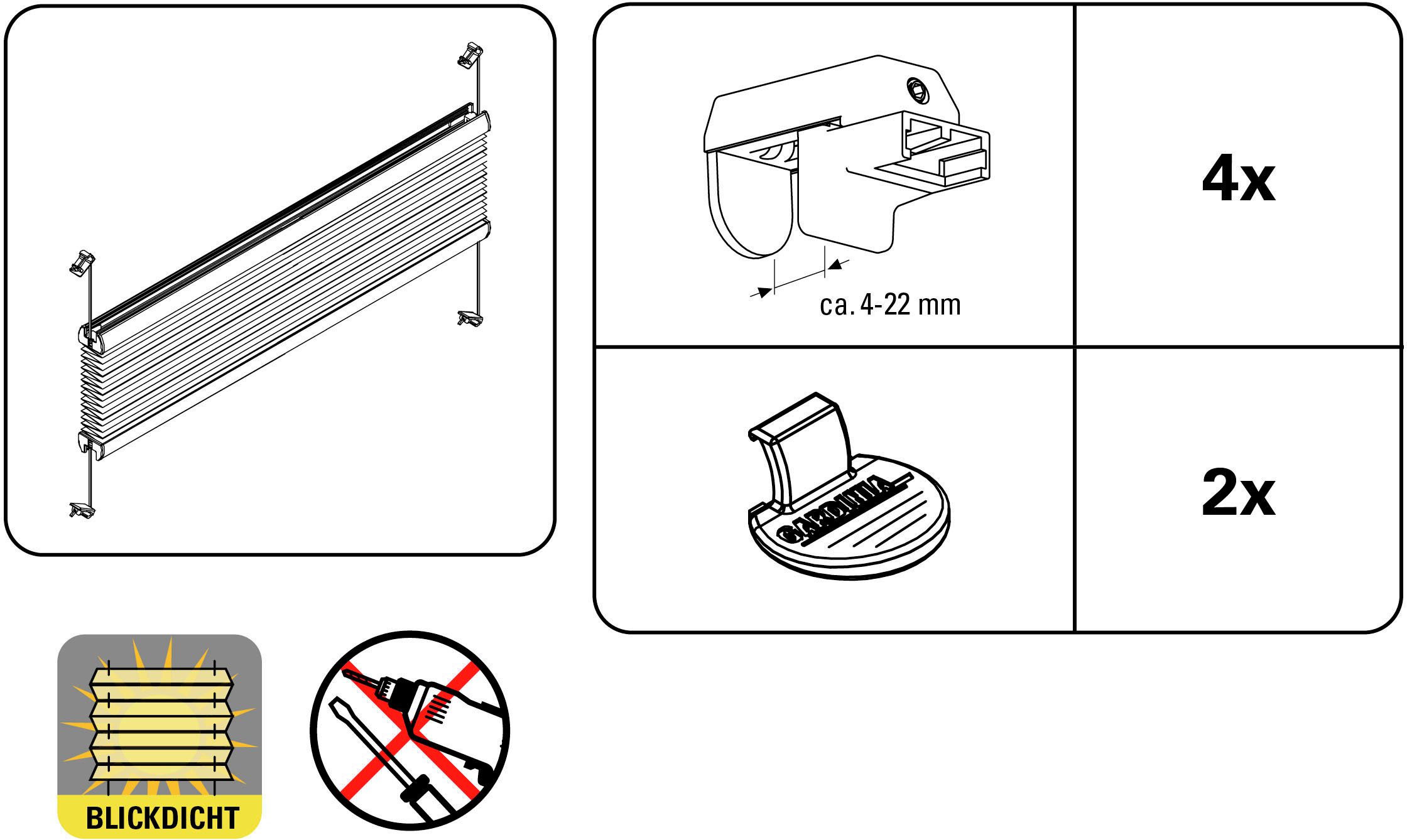 GARDINIA Plissé EASYFIX met 2 bedieningsrails (1 stuk)