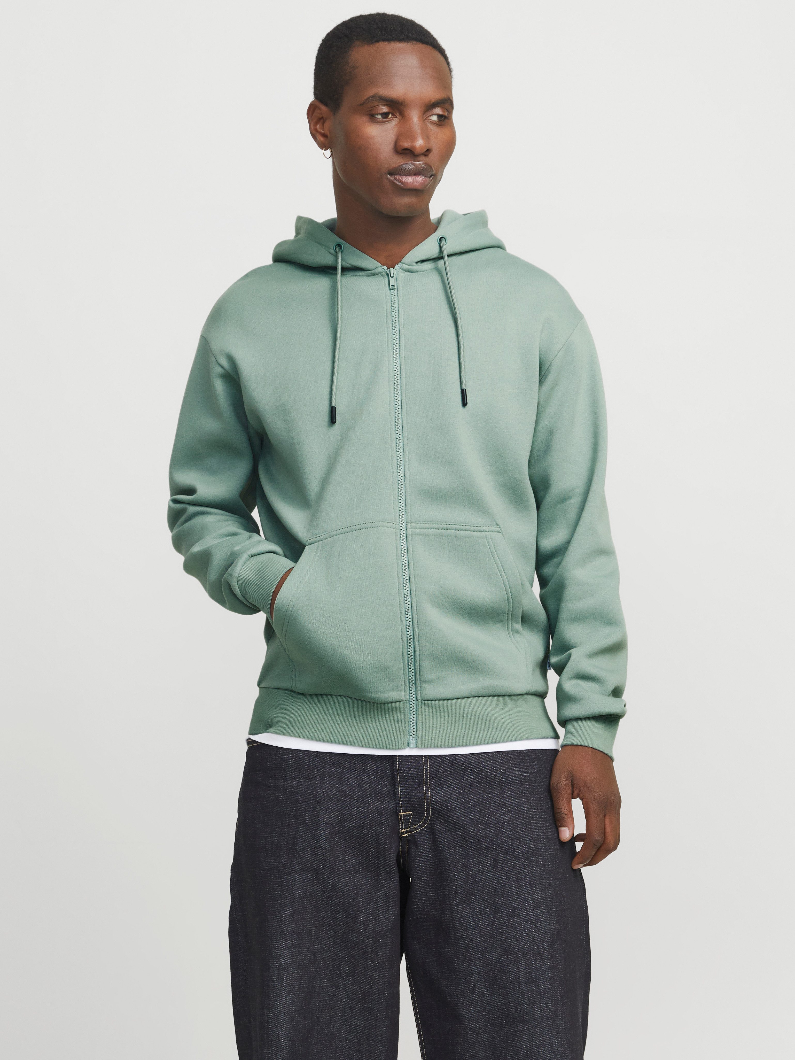 Jack & Jones Capuchonsweatvest JJEBRADLEY SWEAT ZIP HOOD NOOS heren sweatvesten maat XS groen