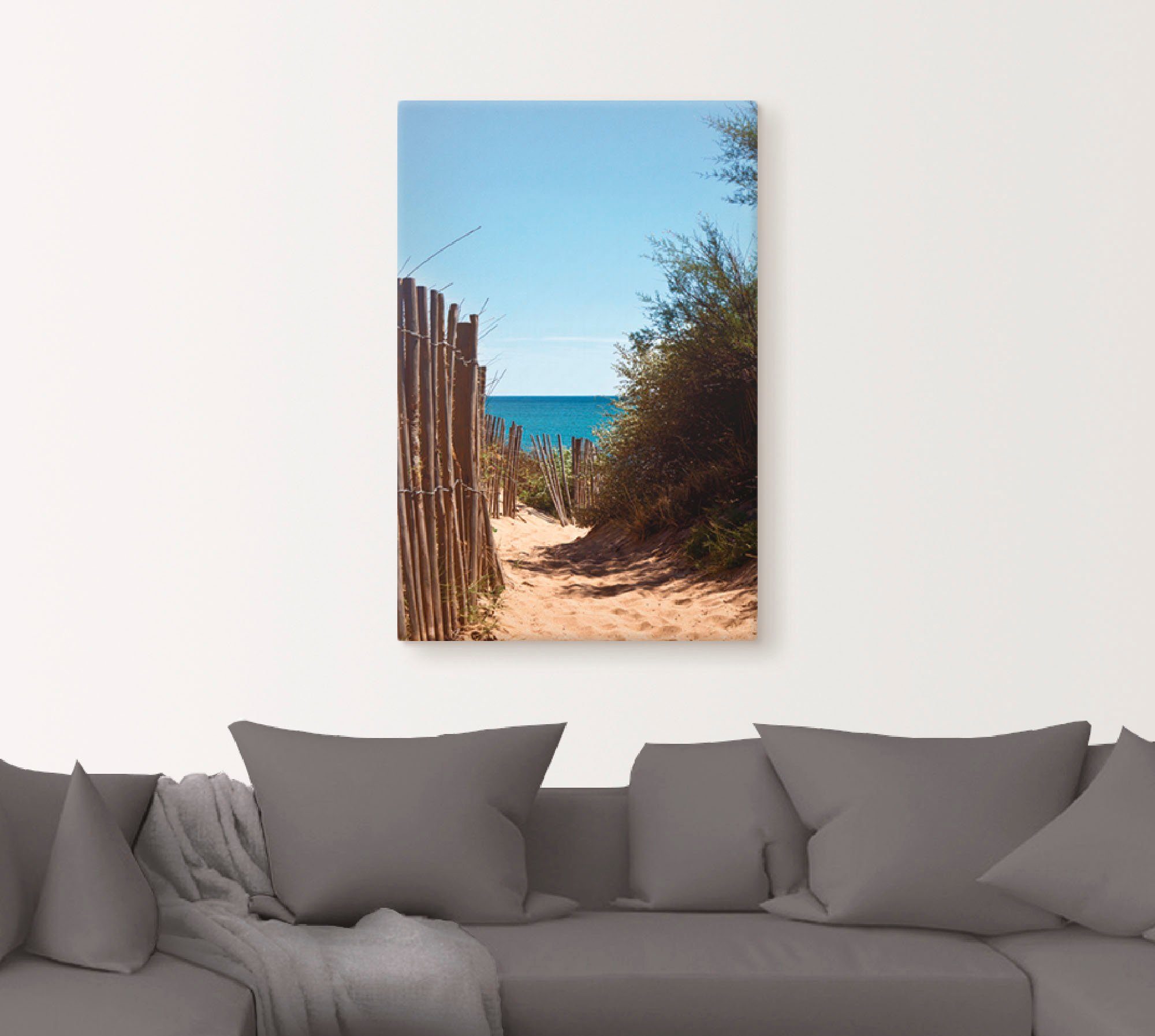 Artland Artprint op linnen Pad naar het strand van Serignan Plage