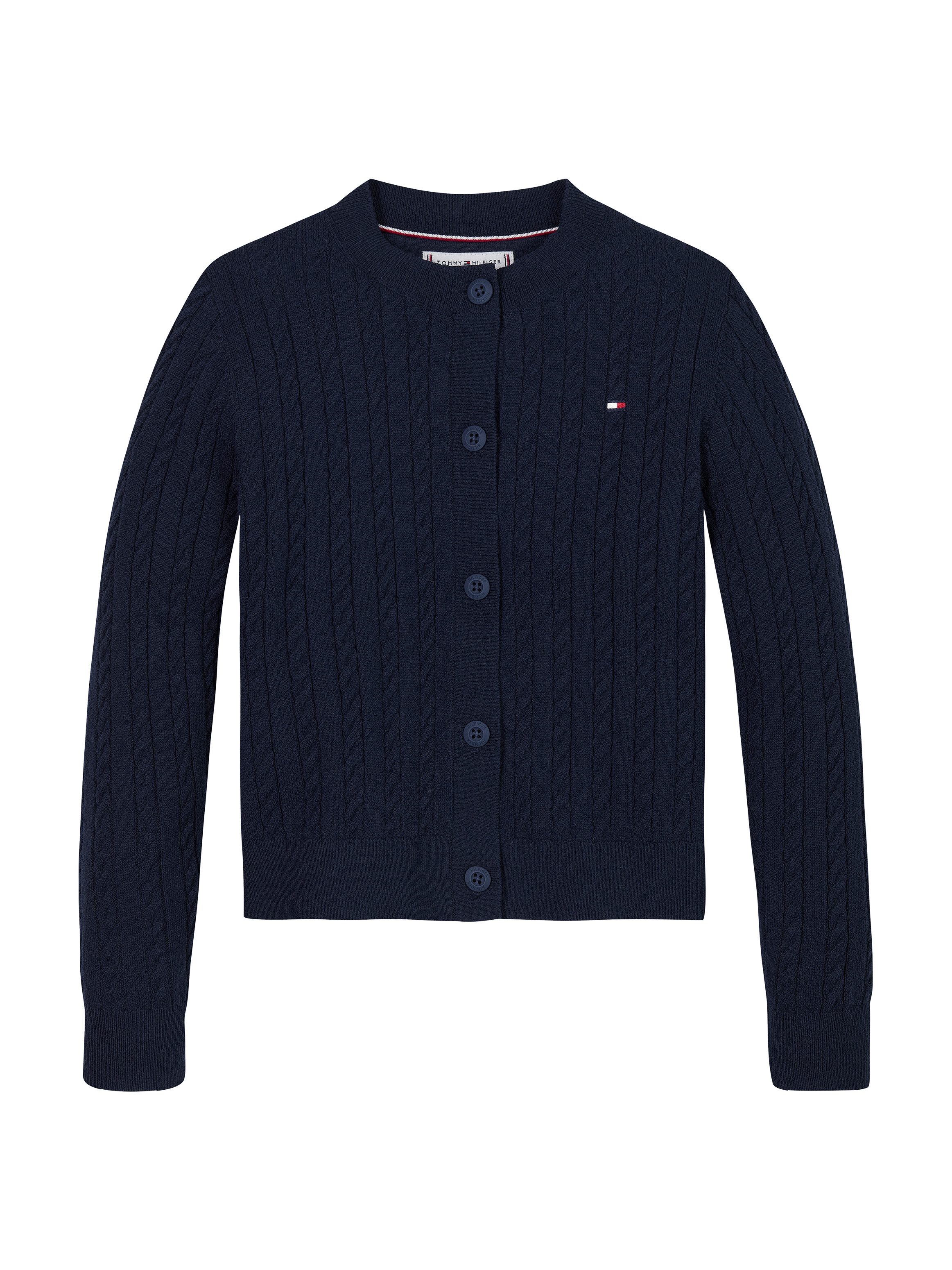 Tommy Hilfiger Vest MINI CABLE CARDIGAN met klein kabelpatroon meisjes vesten maat 4 (104) blauw